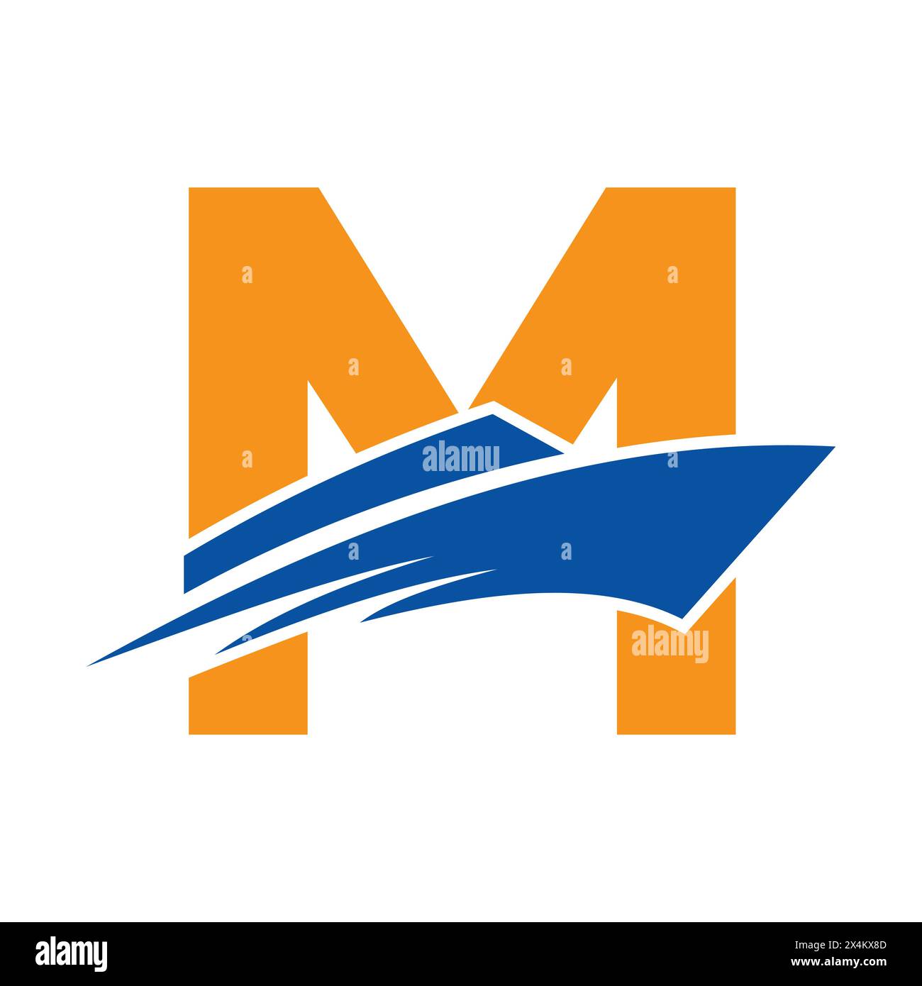 Anfangsbuchstabe M Boot Logo für Yacht Schild. Vektorvorlage Für Maritime Symbole Stock Vektor