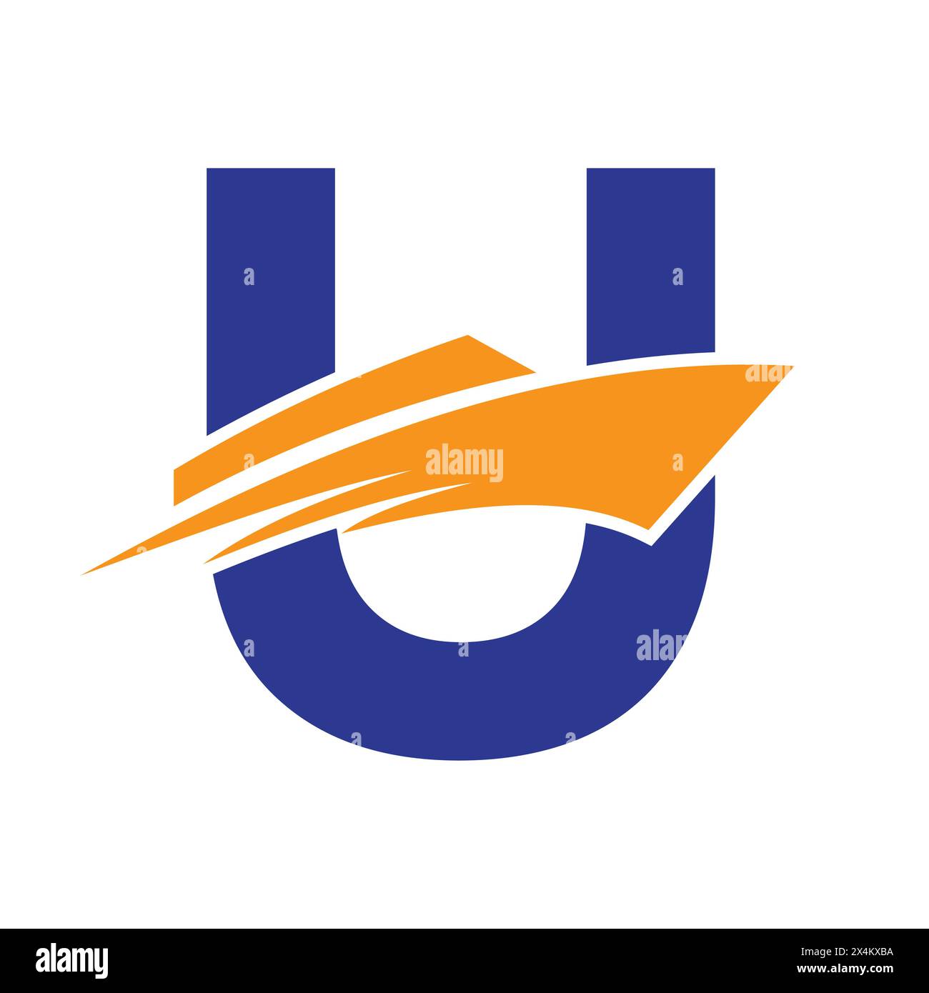 Anfangsbuchstabe U-Boot-Logo für Yacht-Schild. Vektorvorlage Für Maritime Symbole Stock Vektor