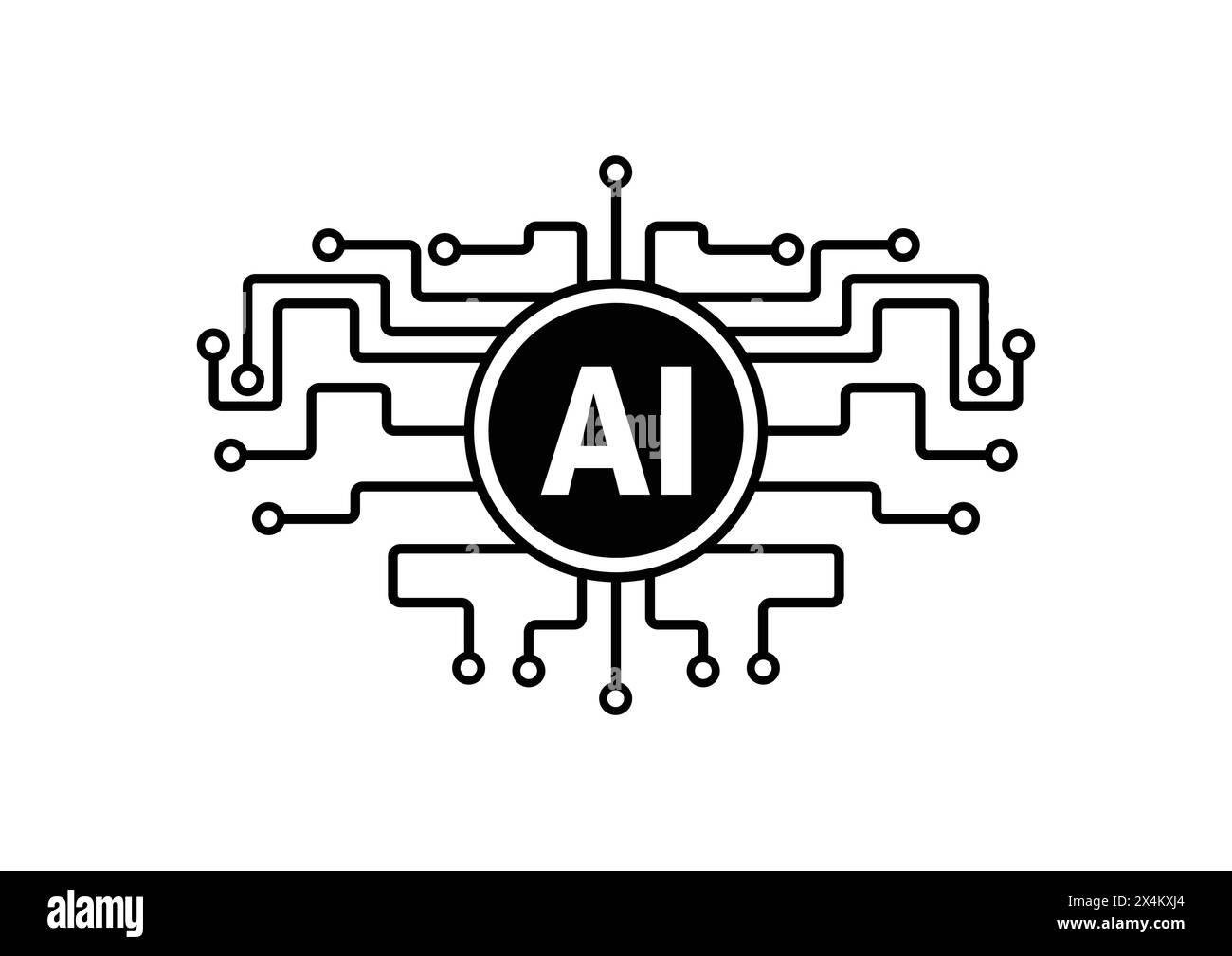 KI-Prozessorchip-Symbol für künstliche Intelligenz Logo Design Vektor. Kreatives KI-Symbol für Ihr Unternehmen Stock Vektor