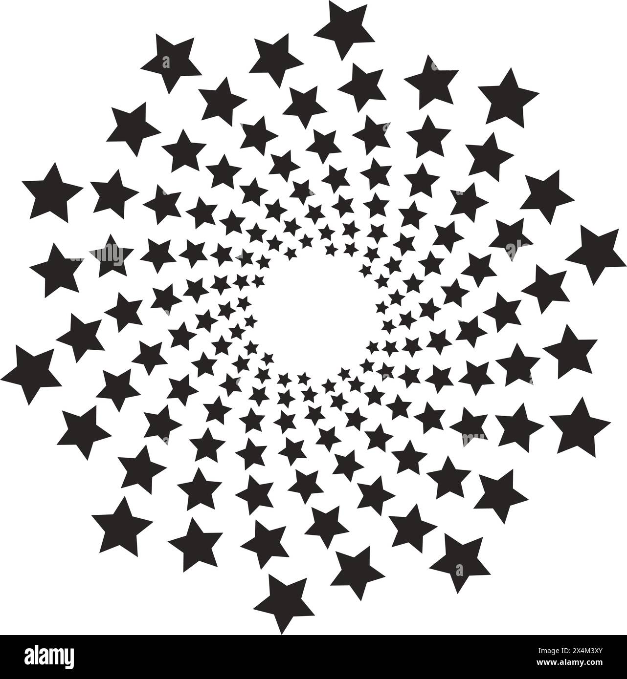 Spiralgrafik mit gewelltem Stern-Label-Vektor-Illustration-Design Stock Vektor