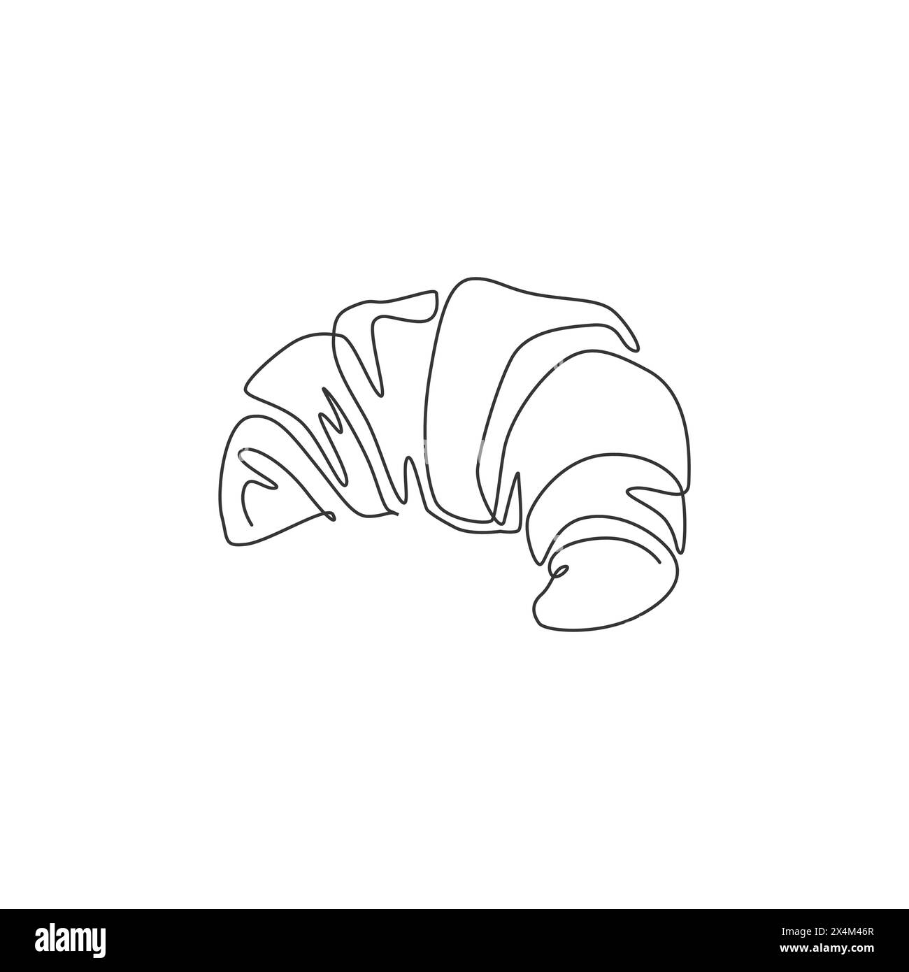 Eine einzelne Linie Zeichnung der frischen Online süßen Croissant Shop Logo Vektor Illustration. Frühstück, Essen, Café-Menü und Restaurant-Badge-Konzept. Modern c Stock Vektor
