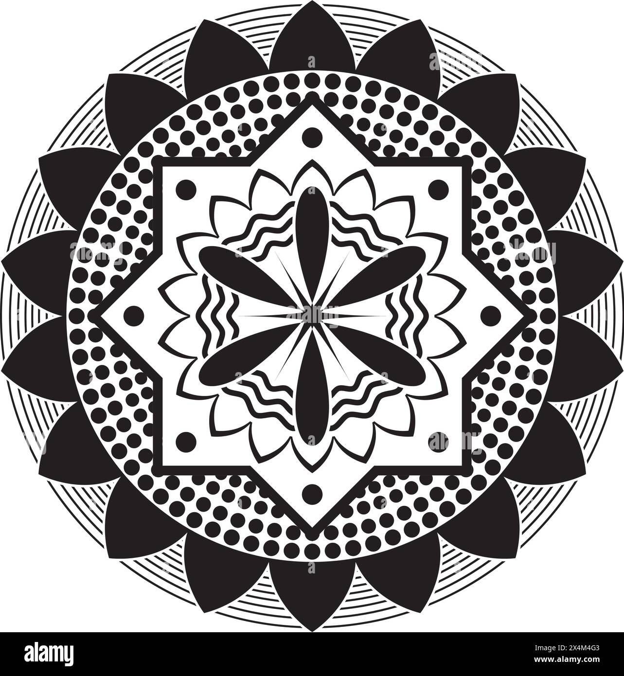 Spiralgrafik mit gewelltem Stern-Label-Vektor-Illustration-Design Stock Vektor