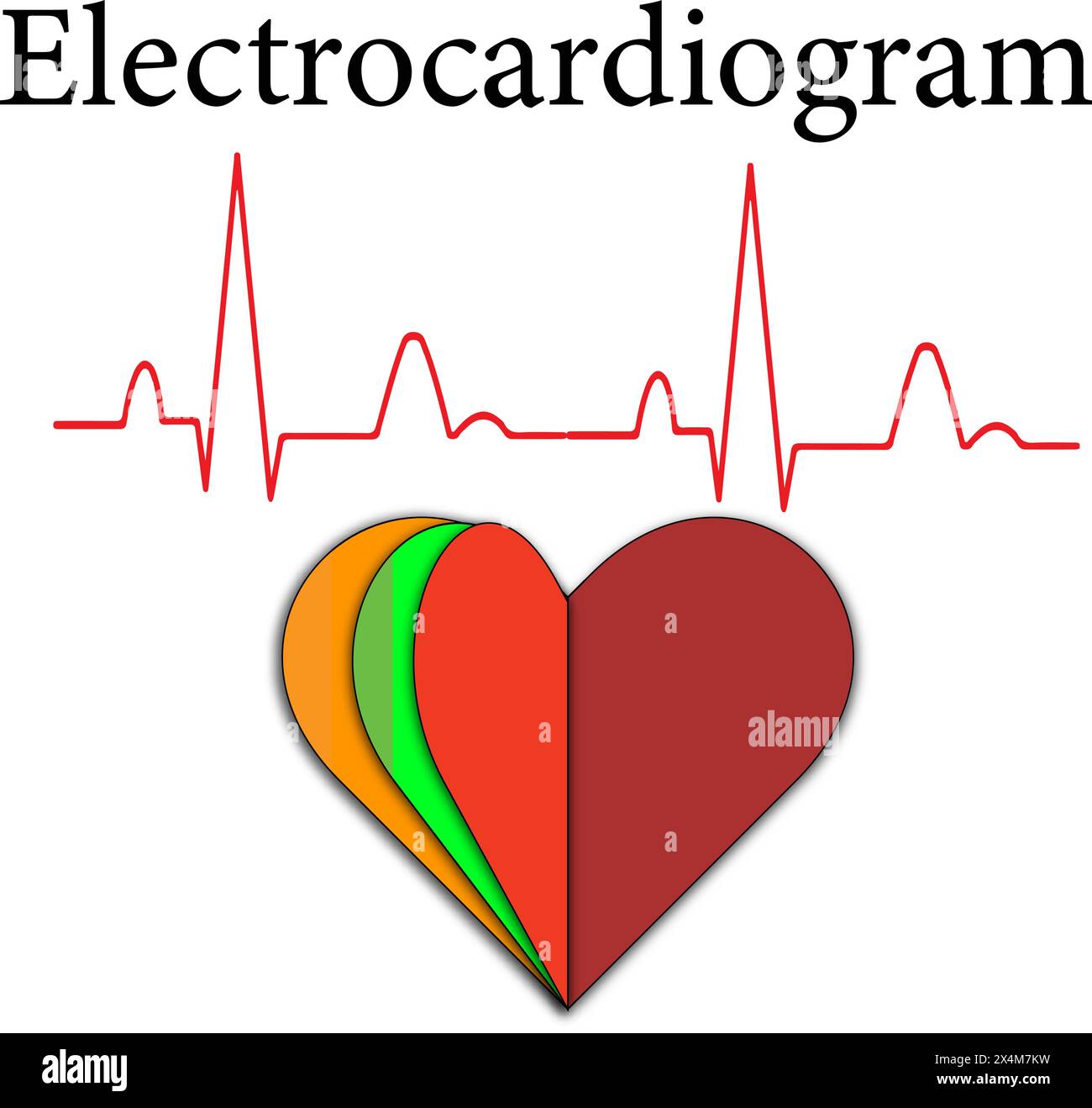 Ein flaches Symbol für das EKG im Herzen. Vektordarstellung des Herzschlags Stock Vektor