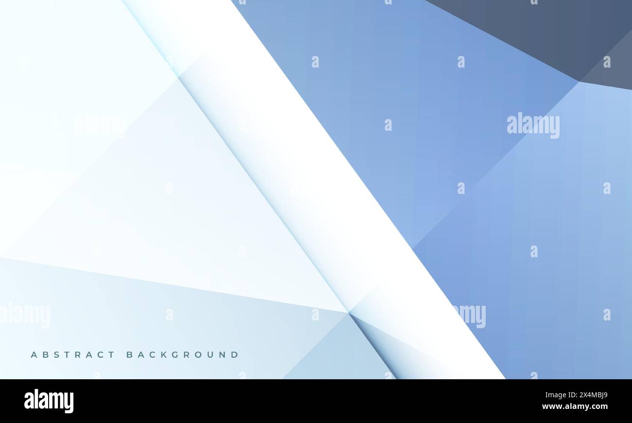 Weißer und hellblauer abstrakter Hintergrund in Pastellfarben mit polygonalen 3D-Formen. Vektorabbildung Stock Vektor