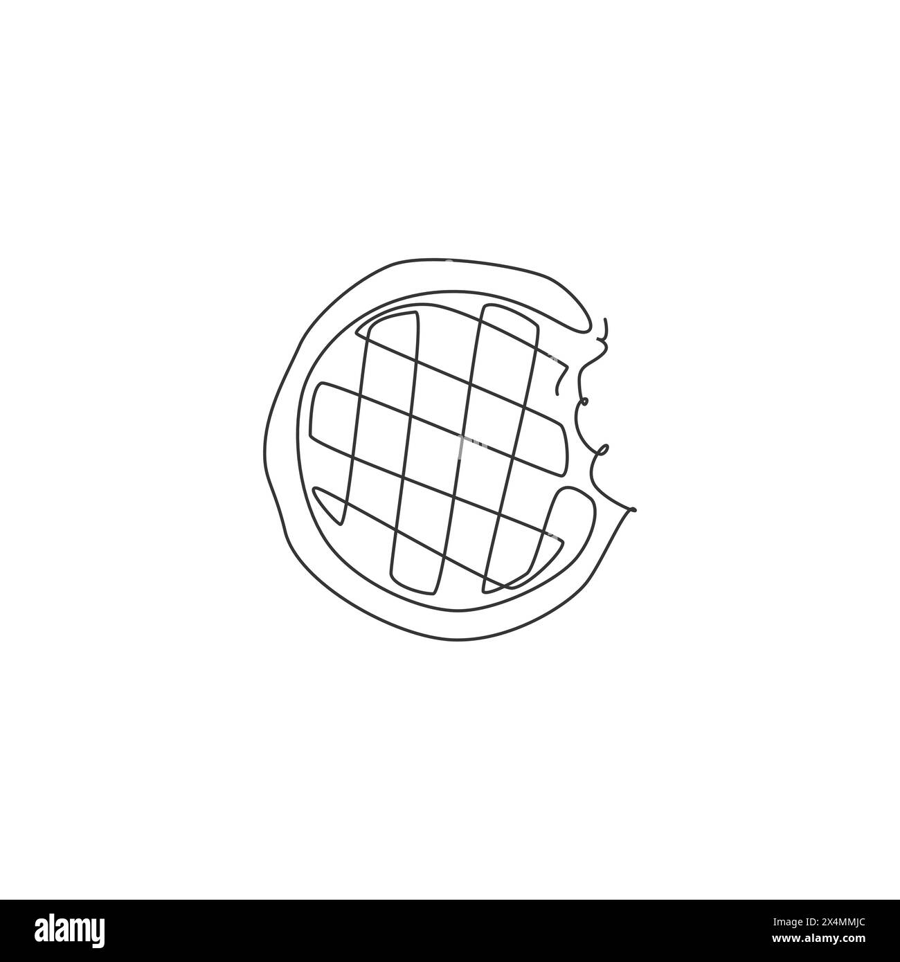 Eine einzelne Linie Zeichnung von frischen Waffeln Bissen speichern Logo Grafik Vektor Illustration. Frühstück, Essen, Café-Menü und Restaurant-Badge-Konzept. Modern c Stock Vektor