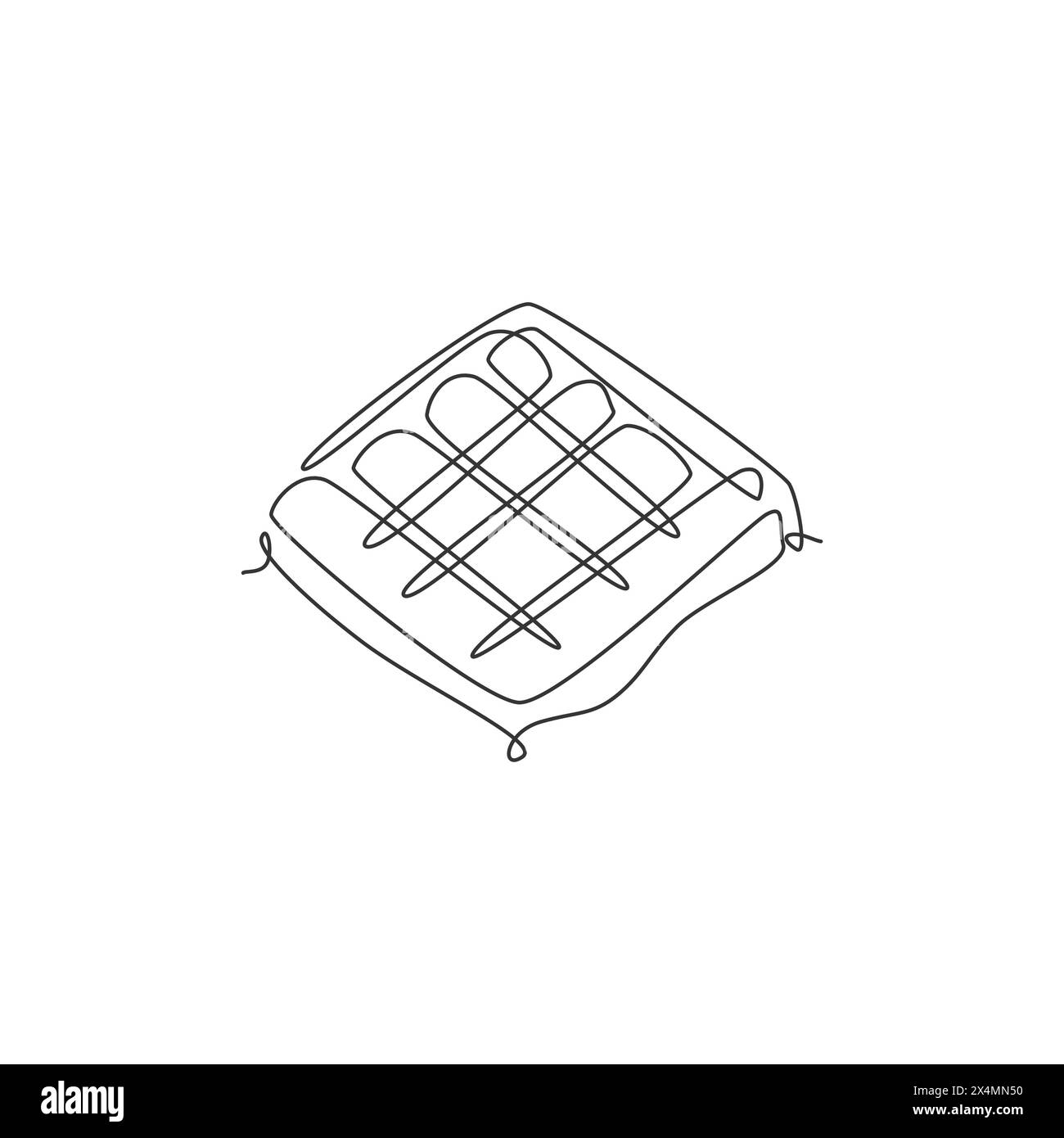 Eine durchgehende Linienzeichnung mit dem Logo des Restaurants mit frischen, köstlichen amerikanischen Waffeln. Konzept für Logotype-Vorlagen für Frühstück, Essen, Cafés und Cafés. Mo Stock Vektor