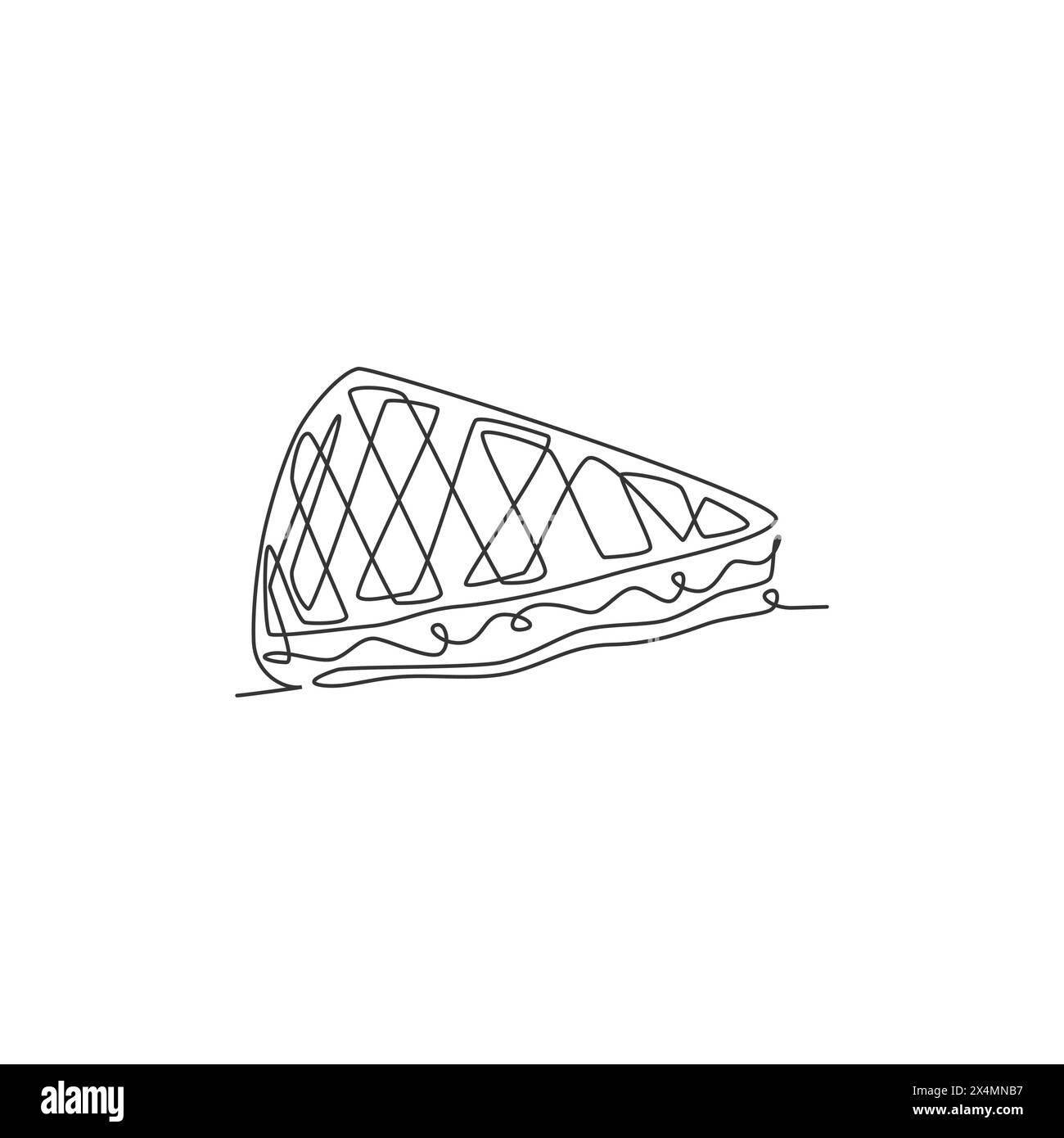 Logoetikett mit einer durchgehenden Linie und „Sweet Waffles Store“. Emblem Frühstück Essen Restaurant Konzept. Moderne einzeilige Zeichnung Design Garphic Vektor il Stock Vektor