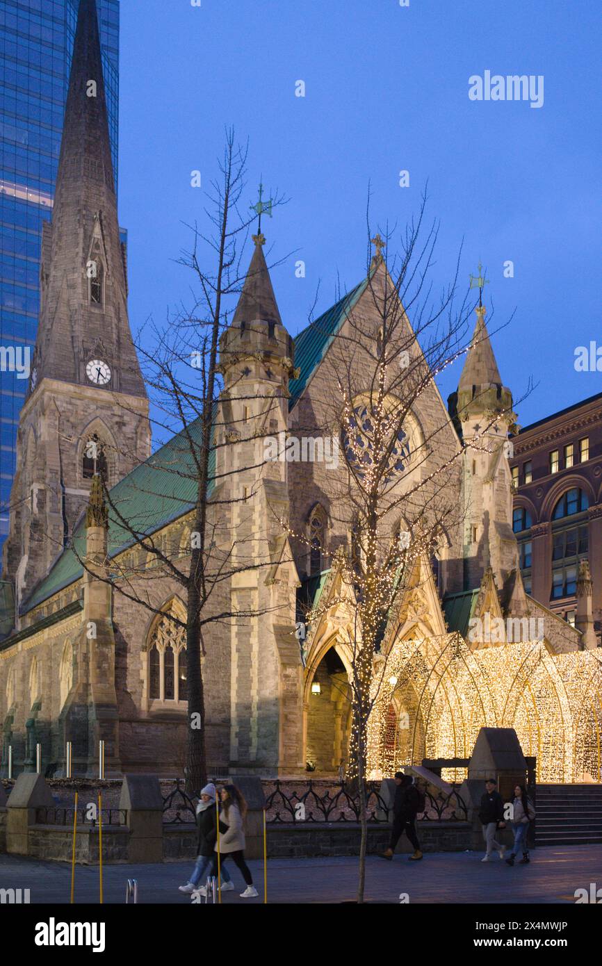 Kanada, Montreal, Christ Church, Anglikanische Kathedrale, Weihnachtsdekoration, Stockfoto