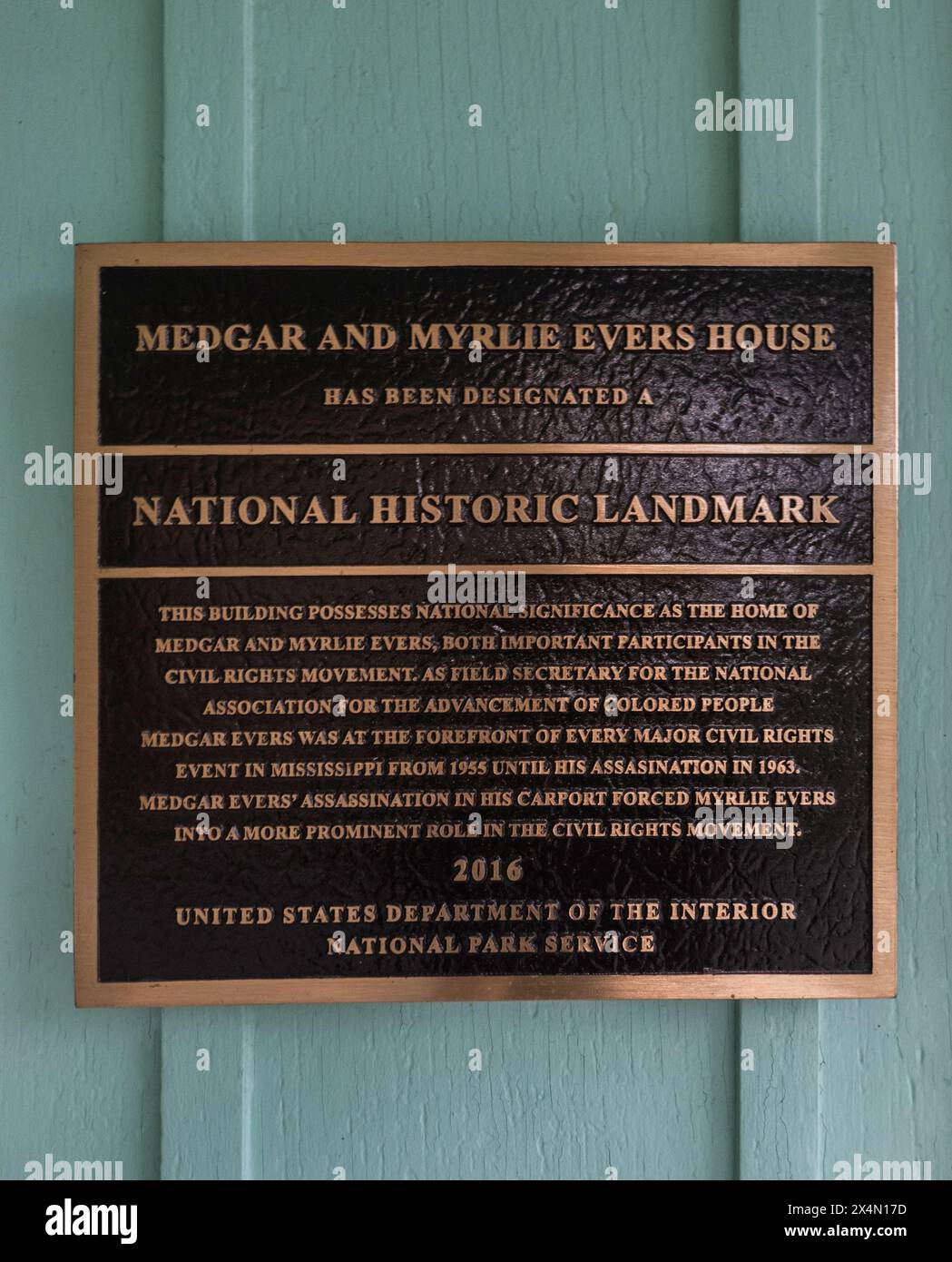 Medgar und Myrlie Evers beherbergen das Nationaldenkmal in Jackson Mississippi Stockfoto