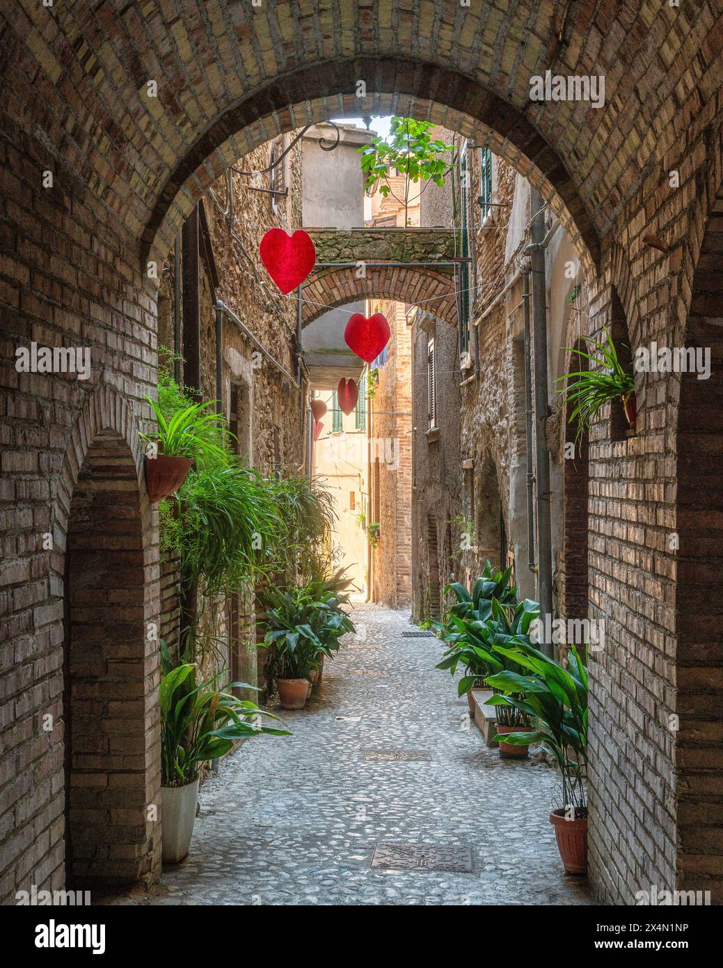 Malerische Aussicht im Dorf Stimigliano, in der Provinz Rieti, Latium, Italien. Stockfoto