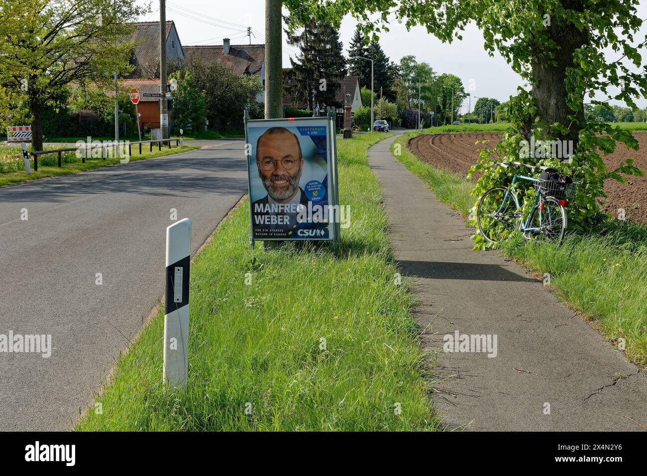 Europawahl 2024 Wahlplakat der CSU mit Spitzenkandidat Manfred Weber, EVP-Vorsitzender Stockfoto