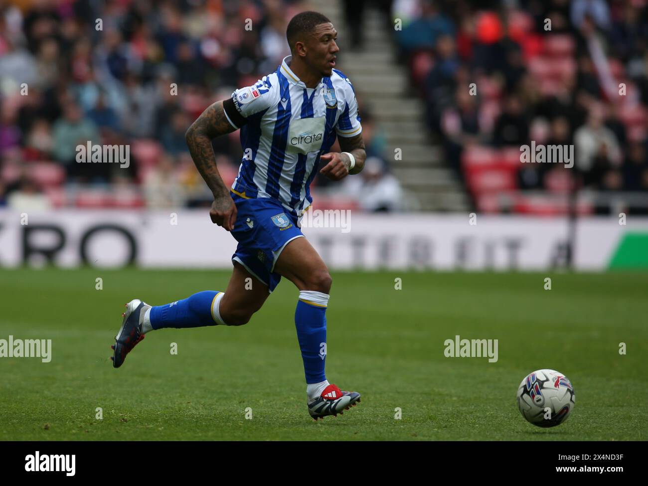 Liam Palmer am Mittwoch in Sheffield während des Sky Bet Championship Matches zwischen Sunderland und Sheffield Wednesday im Stadium of Light, Sunderland am Samstag, den 4. Mai 2024. (Foto: Michael Driver | MI News) Credit: MI News & Sport /Alamy Live News Stockfoto