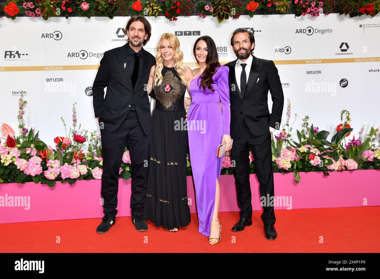 Max Wiedemann, Tina Kaiser, Kara Ann Hecker und Quirin Berg bei der 74. Verleihung des Deutschen Filmpreises 2024 im Theater am Potsdamer Platz. Berlin, 03.05.2024 Stockfoto