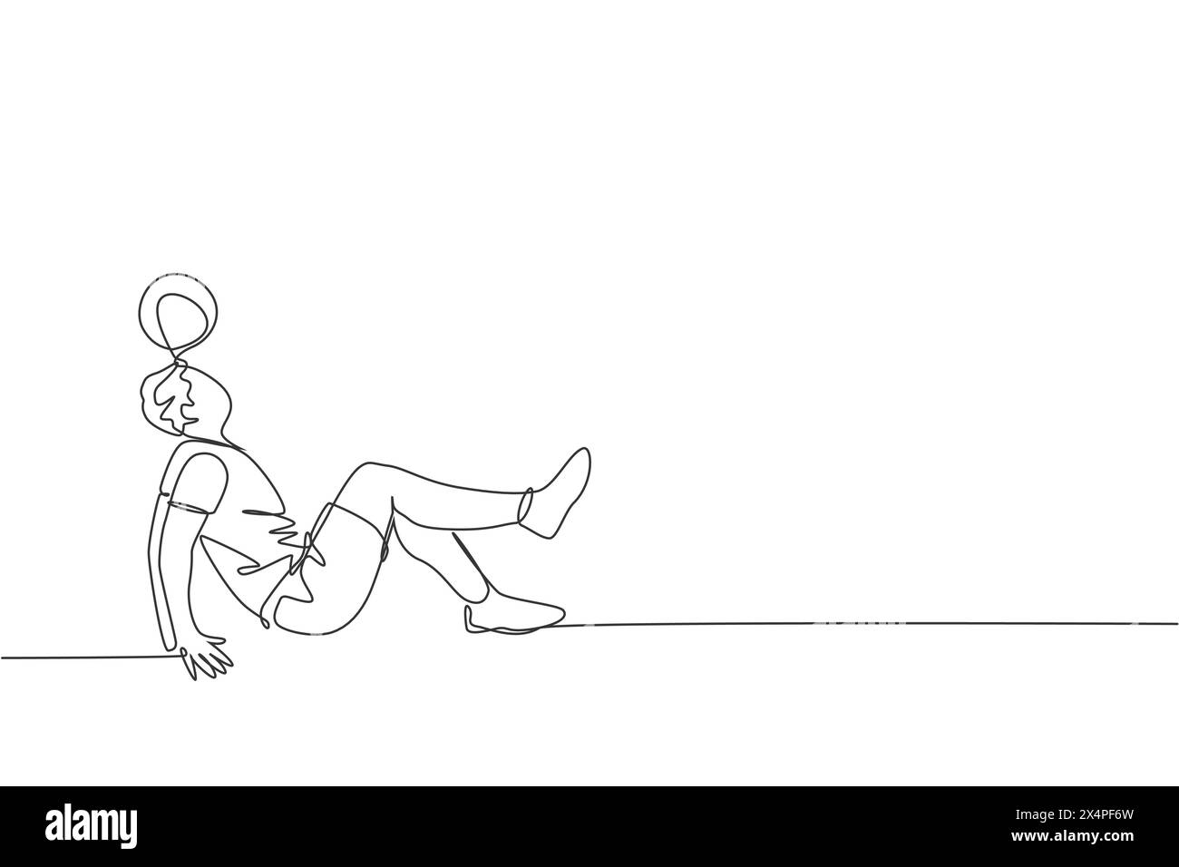 Eine einzelne Linienzeichnung des jungen glücklichen Mannes führt Fußball-Freestyle durch, jongliert mit Kopf an der Stadtplatz-Vektor-Illustration. Football Freestyler sp Stock Vektor