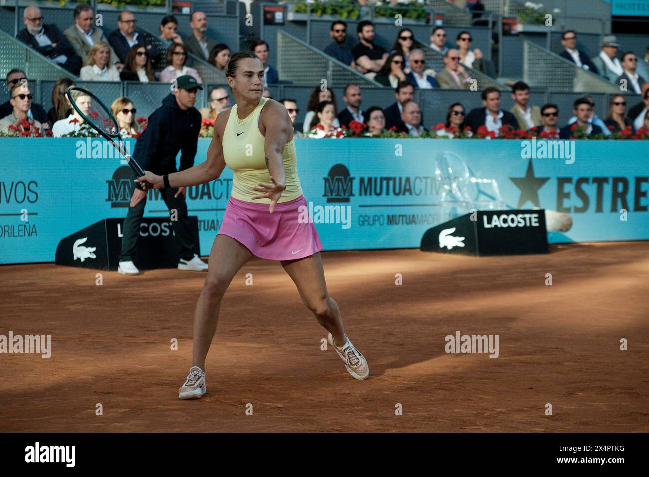 Madrid, Spanien. Mai 2024. Mutua Madrid Open Tennis, WTA, Women's Singles Final, IgA Swiatek (POL) VS Aryna Sabalenka. Aryna Sabalenka. Quelle: EnriquePSans/Alamy Live News Stockfoto