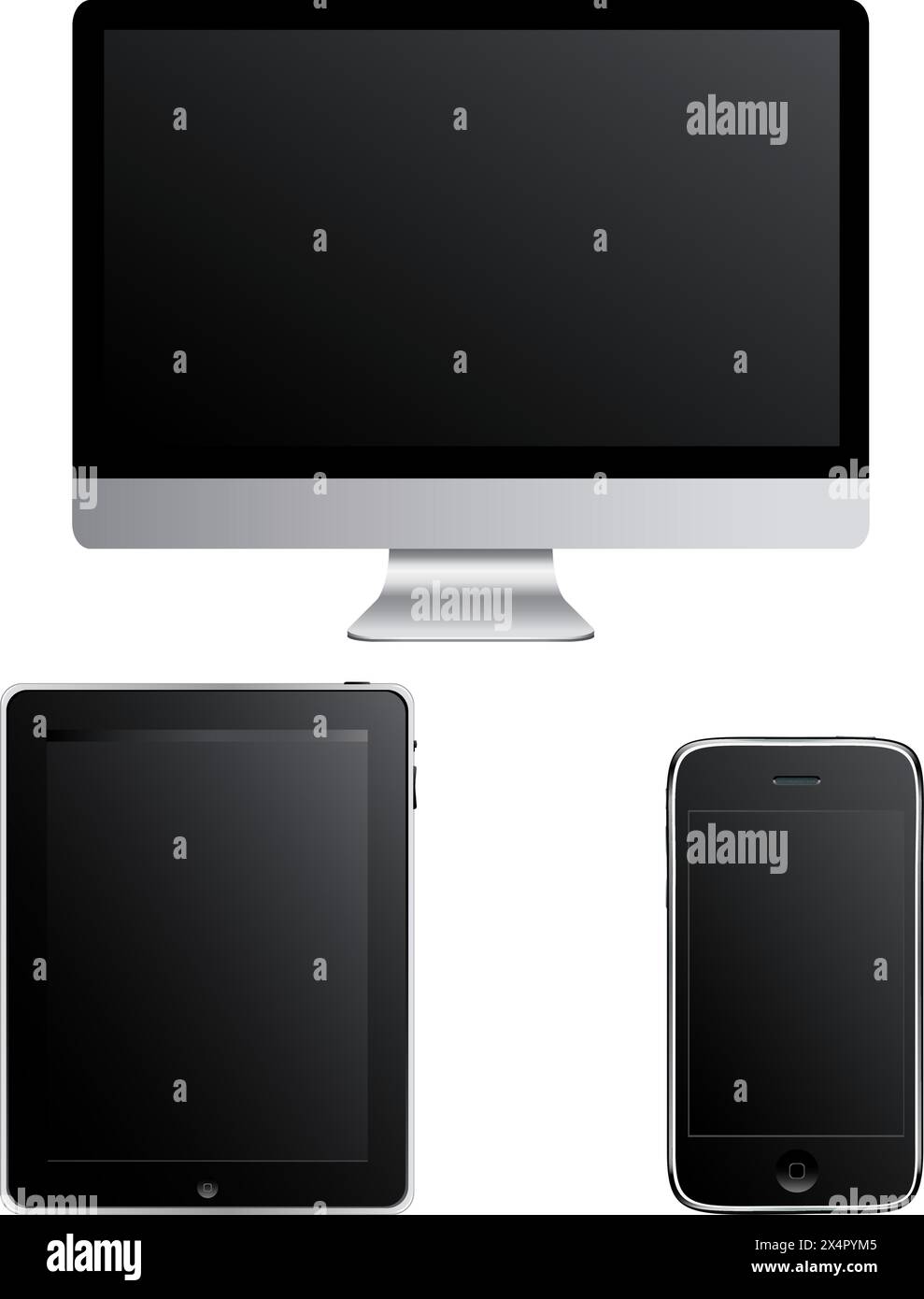 Moderne Geräte – Computer, Smartphone Und Touchpad-Pc, Isoliert Auf Weißem Hintergrund, Vektordarstellung Stock Vektor