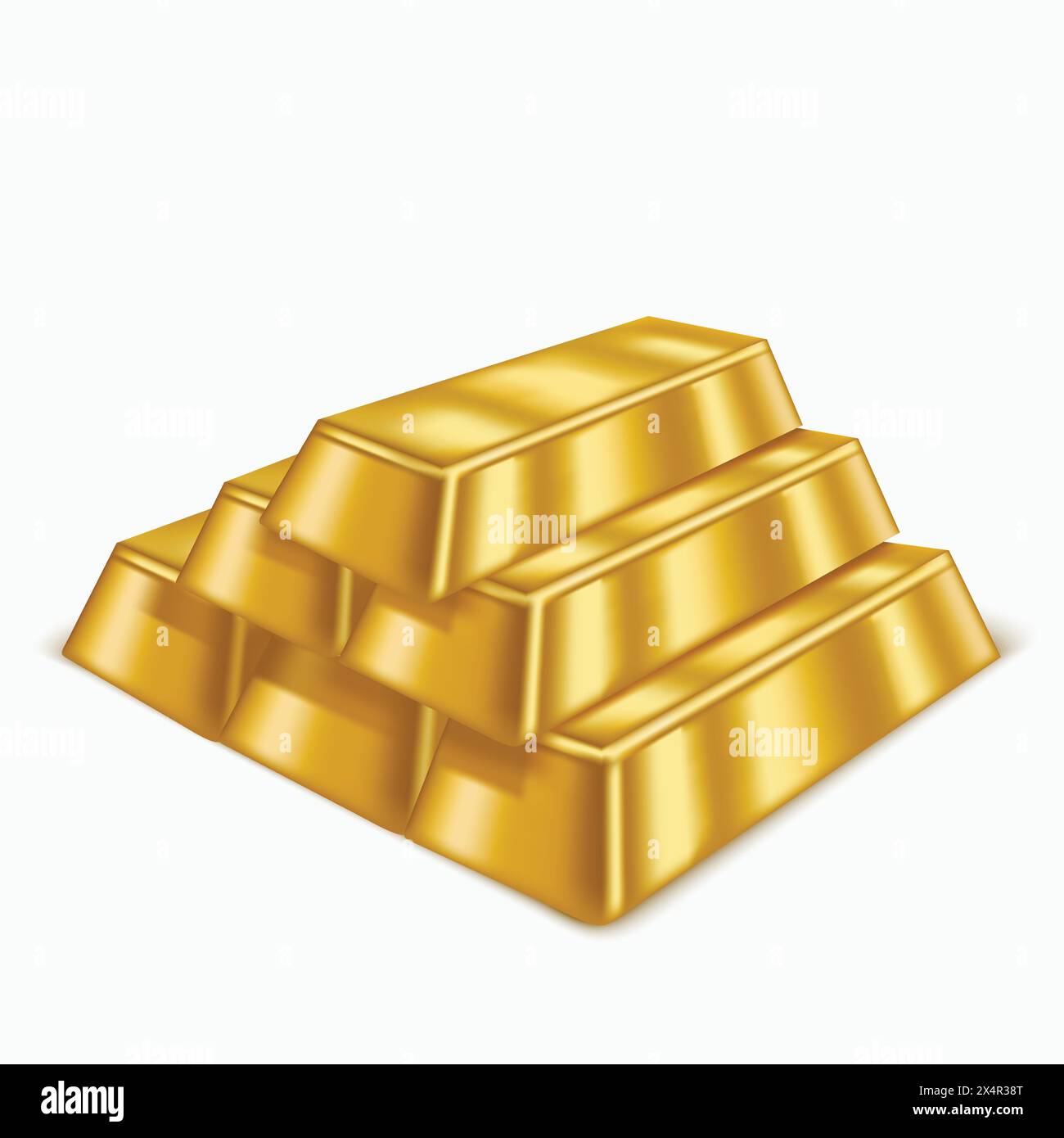 Realistische Goldbarren oder Goldschatzsymbol für Reich, Reserve und Luxus. Vektordarstellung Stock Vektor