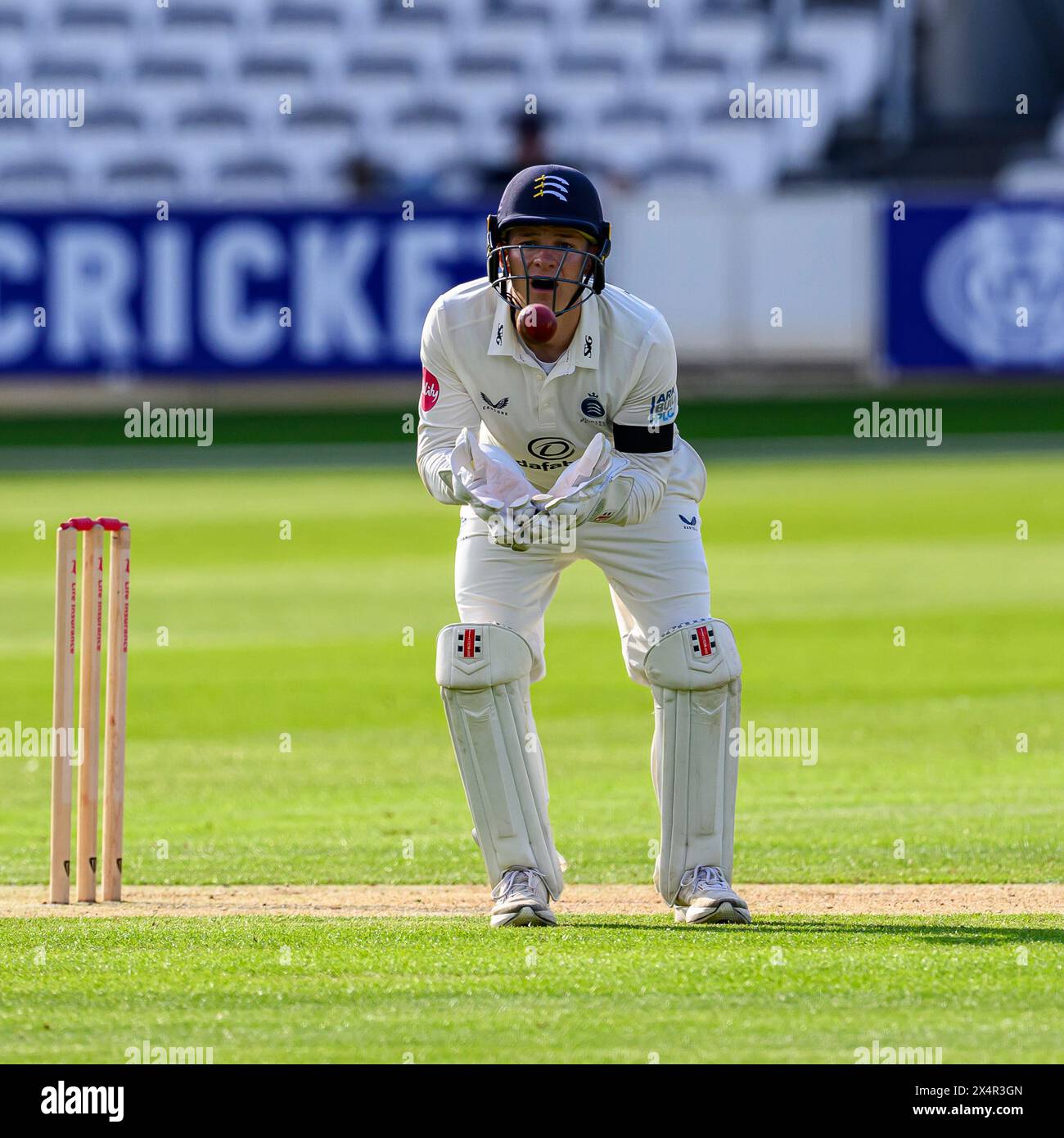 LONDON, VEREINIGTES KÖNIGREICH. Mai, 24. Jack Davies von Middlesex in Aktion während des zweiten Tages der Vitality County Championship Middlesex gegen Leicestershire am Samstag, den 4. Mai 2024 in LONDON ENGLAND. Quelle: Taka Wu/Alamy Live News Stockfoto