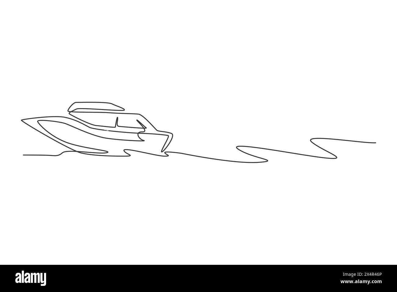 Eine durchgehende Linienzeichnung von Schnellbooten, die auf dem Meer segeln. Fahrzeugkonzept für den Wassertransport. Dynamische Einzeilen-Design-Vektorillust Stock Vektor
