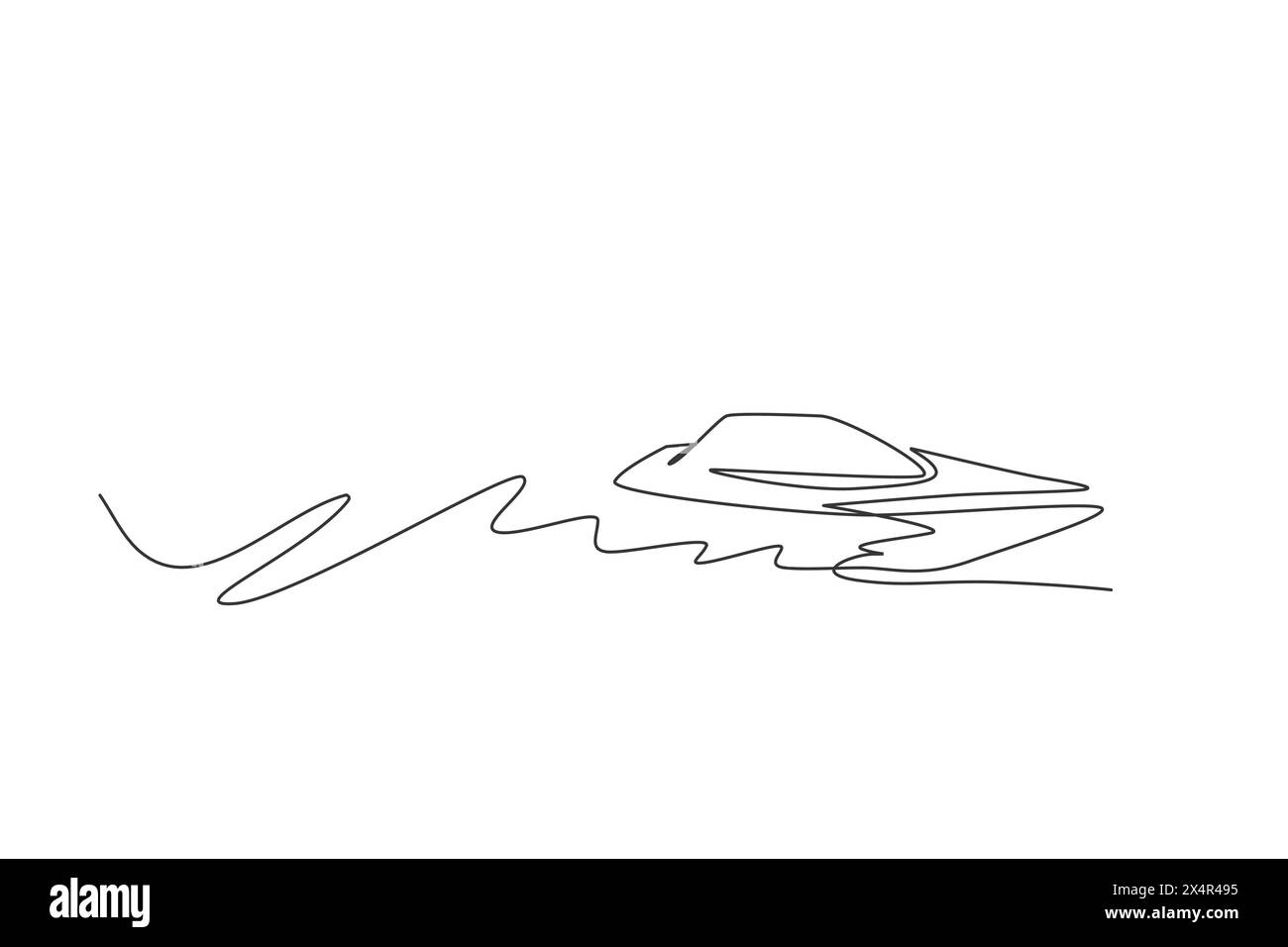 Eine einzelne Linie Zeichnung des schnellen Schnellbootes Segeln auf der Meer grafischen Vektor-Illustration. Fahrzeugkonzept für den Wassertransport. Modernes kontinuierliches lin Stock Vektor