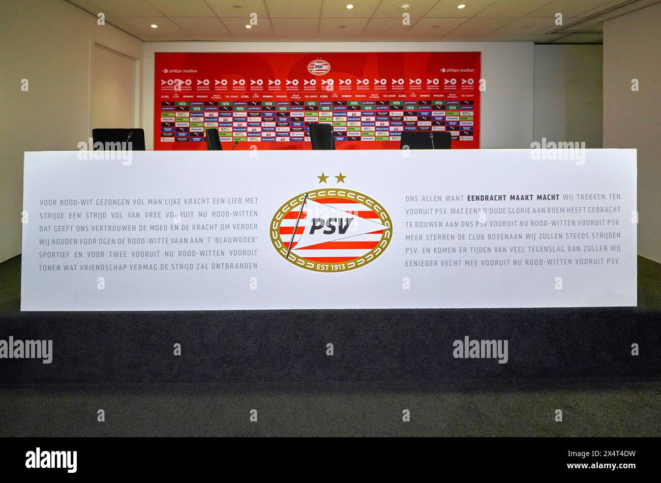 Im Pressekonferenzsaal des Philips Stadions – der offiziellen Arena des FC PSV Eindhoven Stockfoto