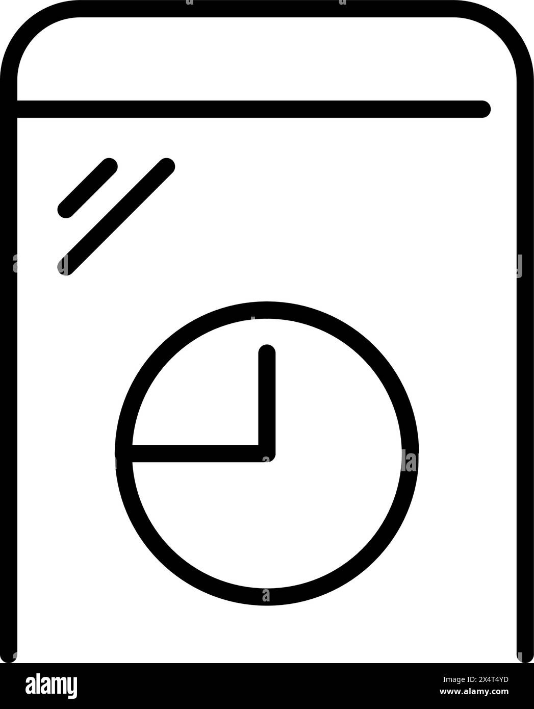 Smartphone mit einem Tortendiagramm auf dem Bildschirm. Visualisierung von Daten oder Statistiken auf dem Gerät. Vektorsymbol Stock Vektor
