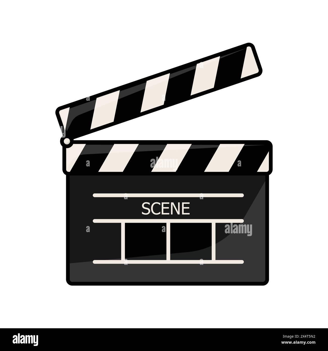 Filmklappertafel isoliert auf weißem Hintergrund. Vektordesign für Illustration und Designelement der Unterhaltungsbranche. Stock Vektor