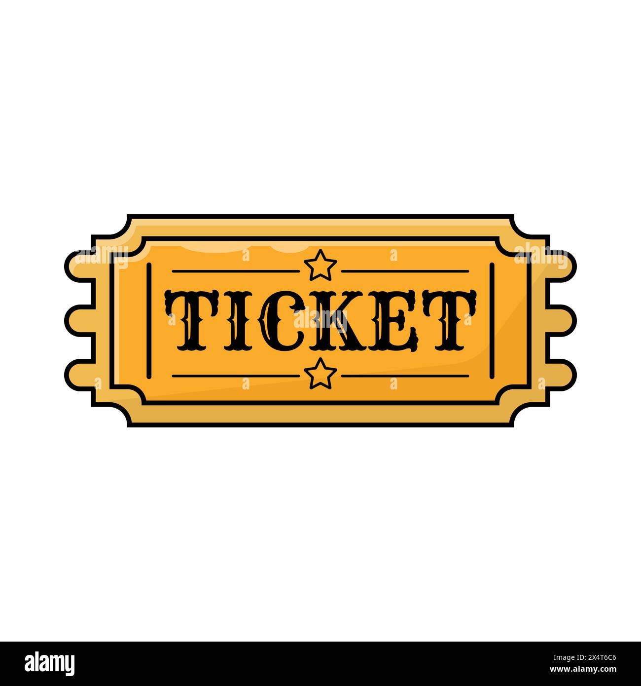 Ticketsymbol auf weißem Hintergrund. Farbenfrohes Design. Vektorillustration im Retro-Design Stock Vektor