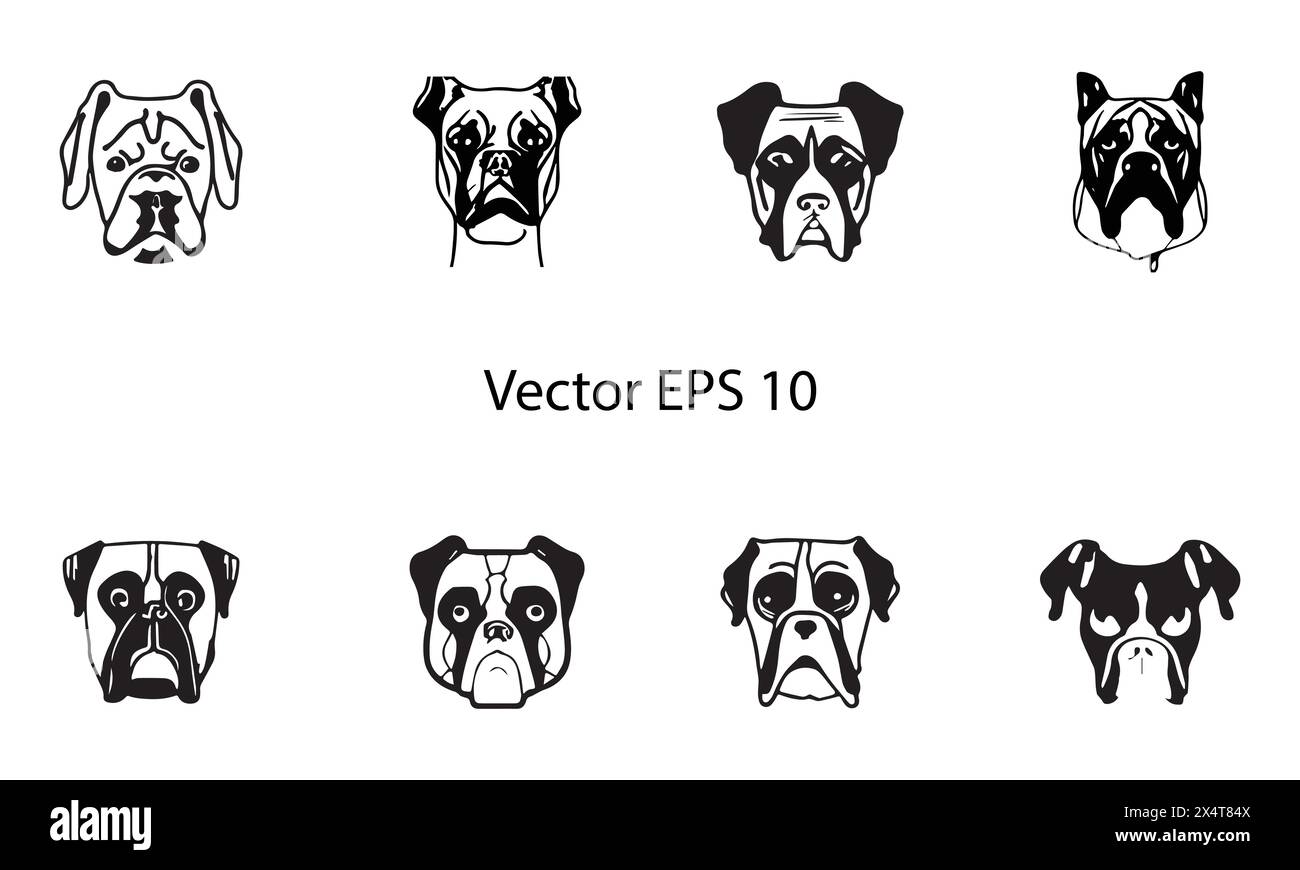 Illustration des Boxerhundes Minimal Style Icon EPS 10 und JPG Stock Vektor