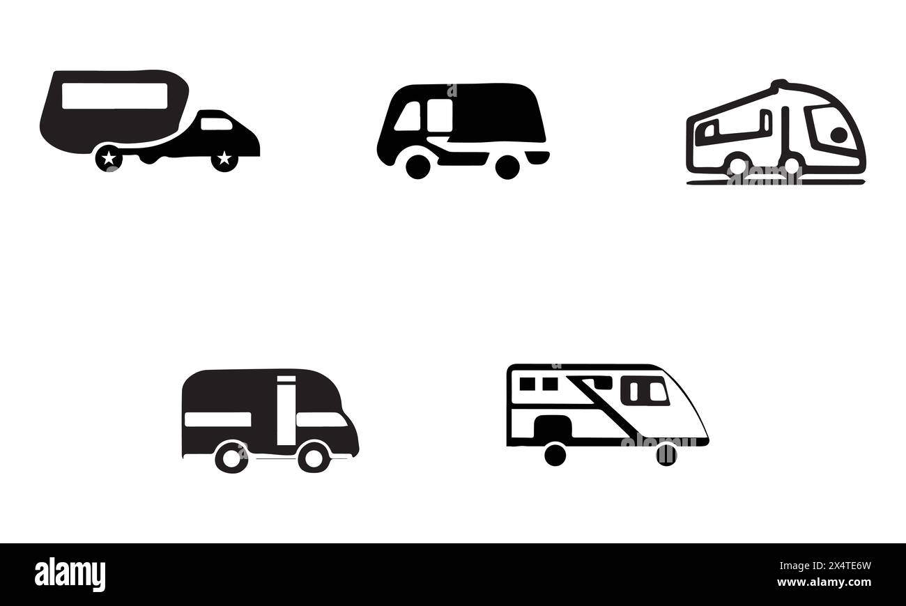 Minimales, einfaches schwarzes Logo mit Wohnmobil Stock Vektor