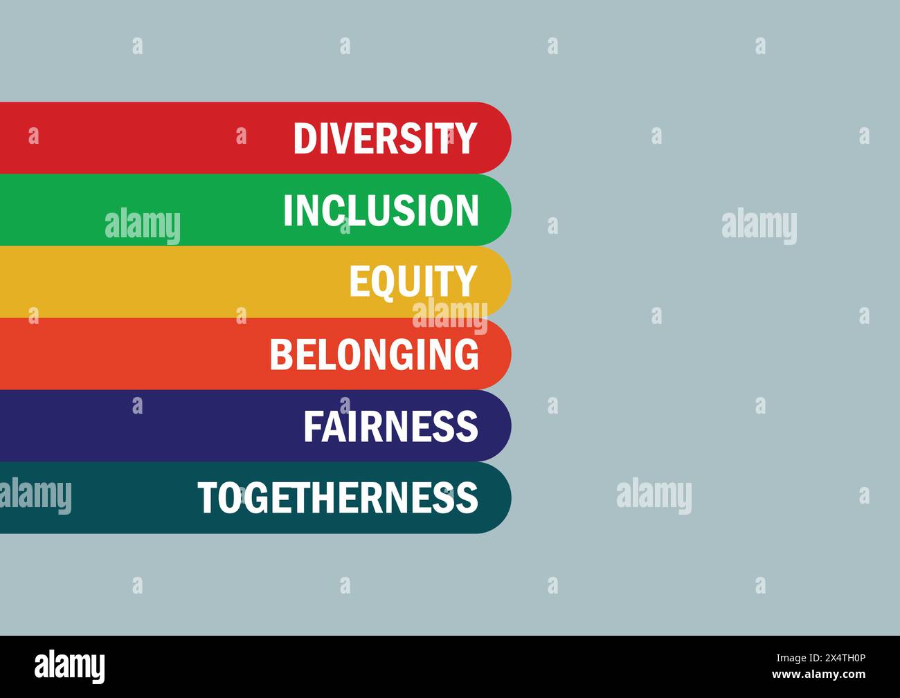 Vielfalt, Einbeziehung, Gerechtigkeit, Zugehörigkeit, Fairness, DIEBFT-Symbol der Zweisamkeit. Stock Vektor