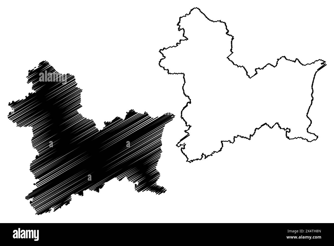 Bezirk Linz-Land (Republik Österreich oder Österreich, Oberösterreich oder Oberösterreich) Kartenvektordarstellung, Scribble Sketch Bezirk Linz Lan Stock Vektor