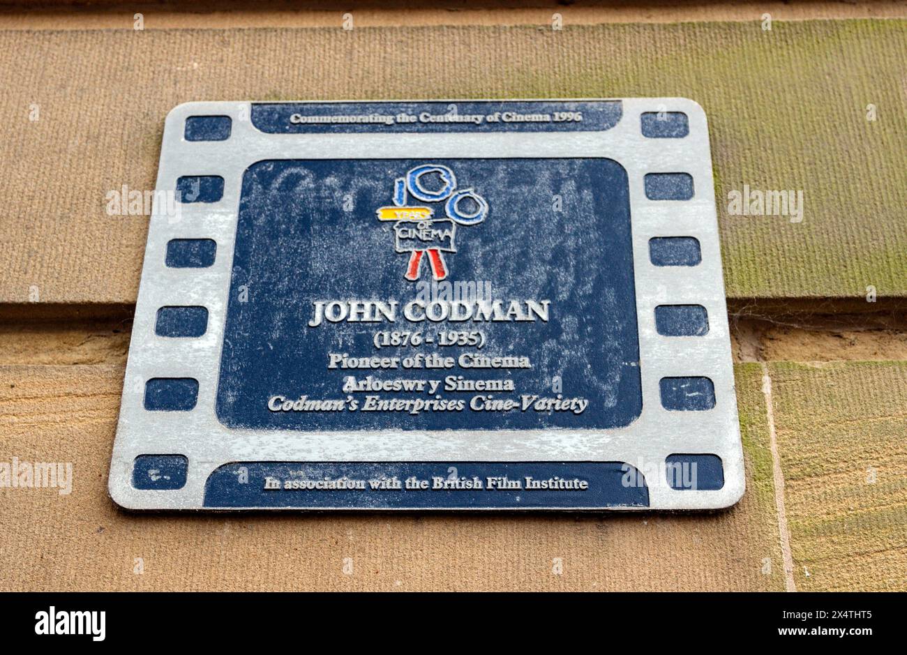 John Codman BFI-Plakette. Mostyn Street, Llandudno. Stockfoto