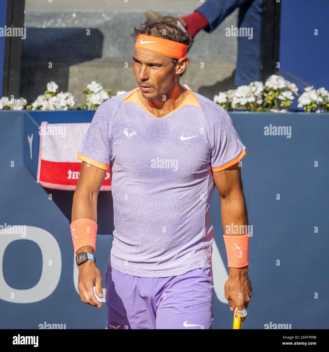 Rafael Nadal spielte 2024 in seinem Heimatland Spanien auf Ton Stockfoto