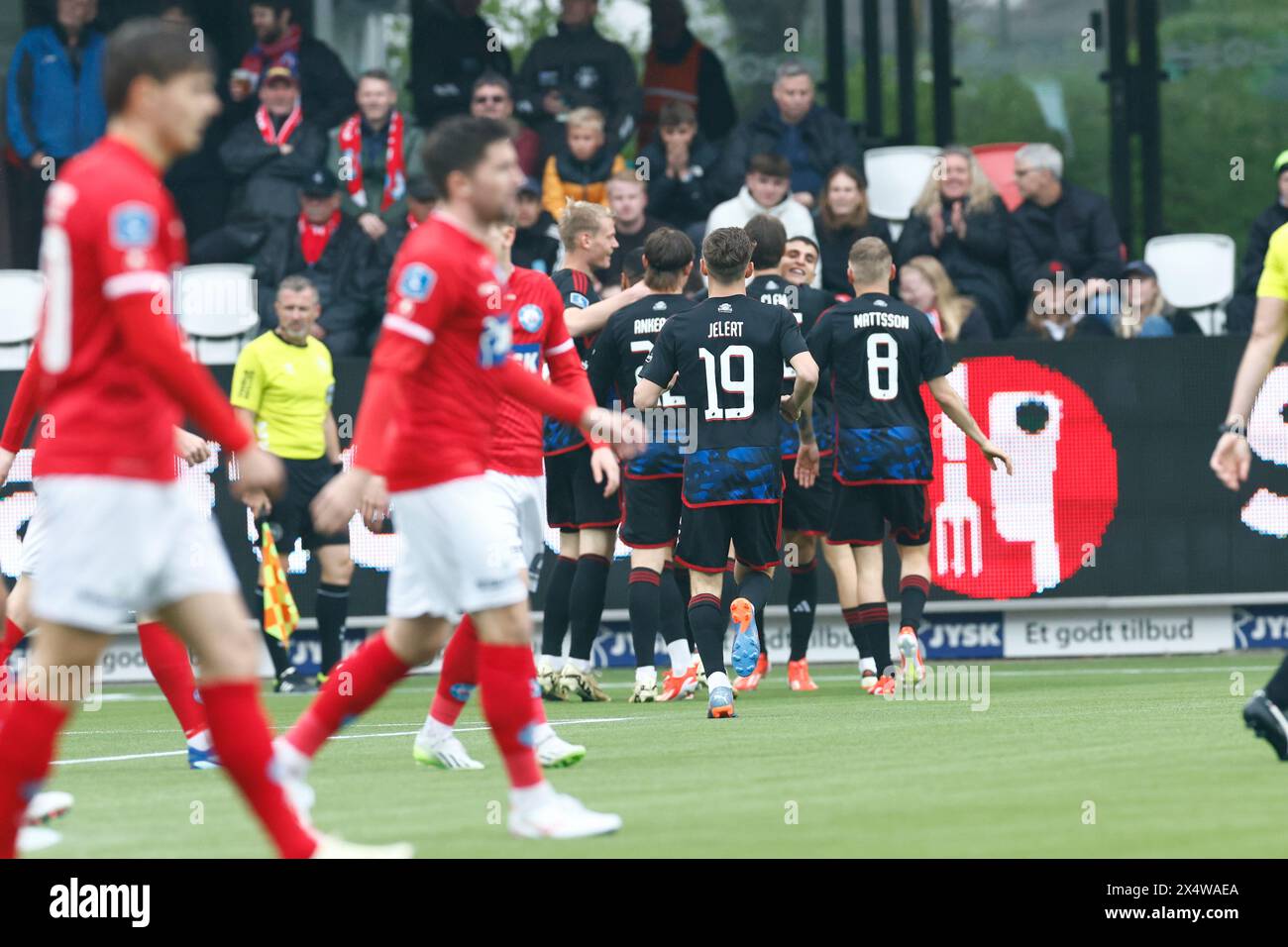 Superliga-Spiel zwischen Silkeborg IF und FC Copenhagen im Jysk Park in Silkeborg Sonntag, 5. Mai 2024. (Foto: Johnny Pedersen/Scanpix 2024) Stockfoto