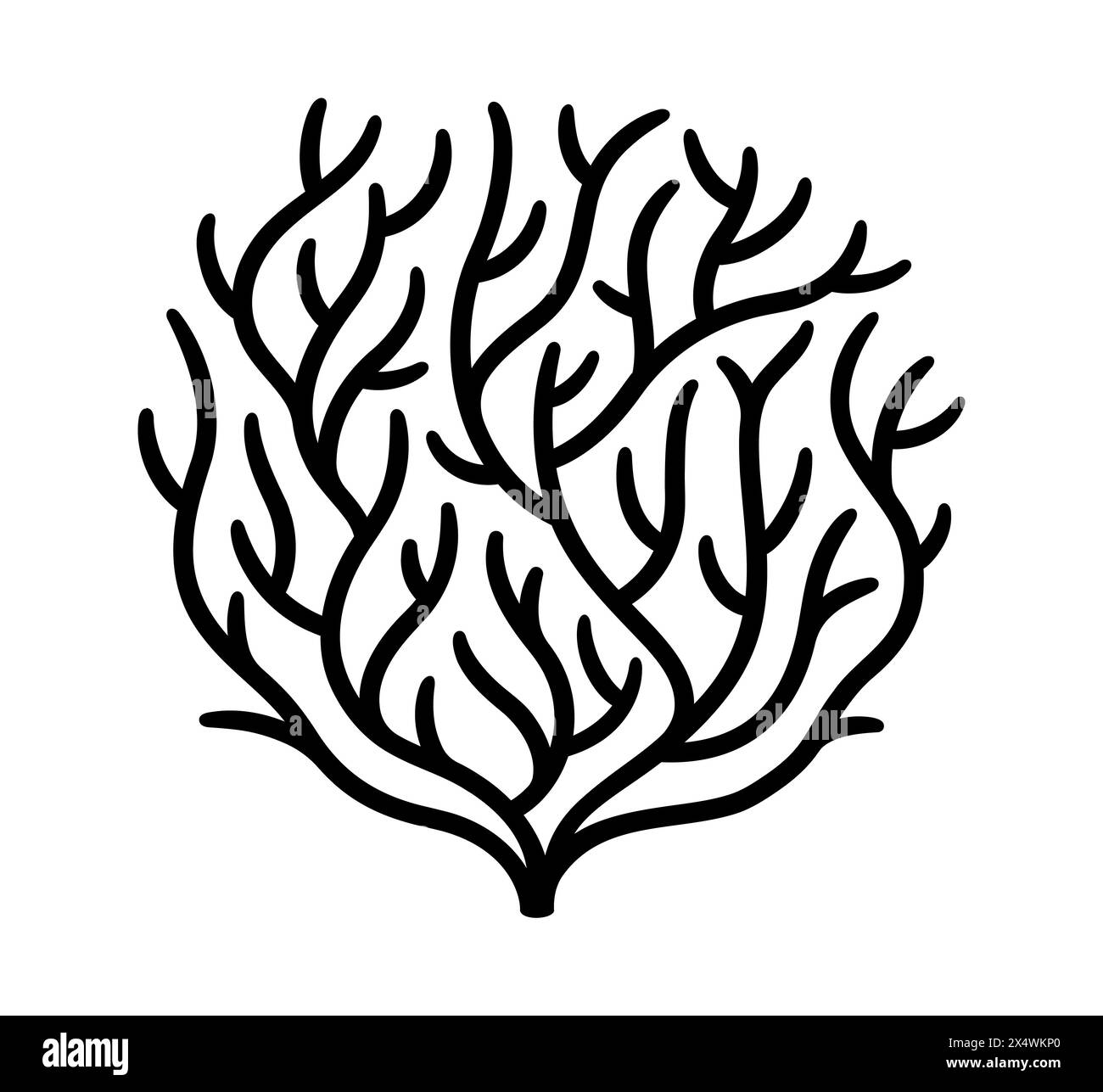 Tumbleweed- oder Dornbusch, schwarz-weiße Linienzeichnung, handgezeichnetes Logo. Vektorabbildung. Stock Vektor