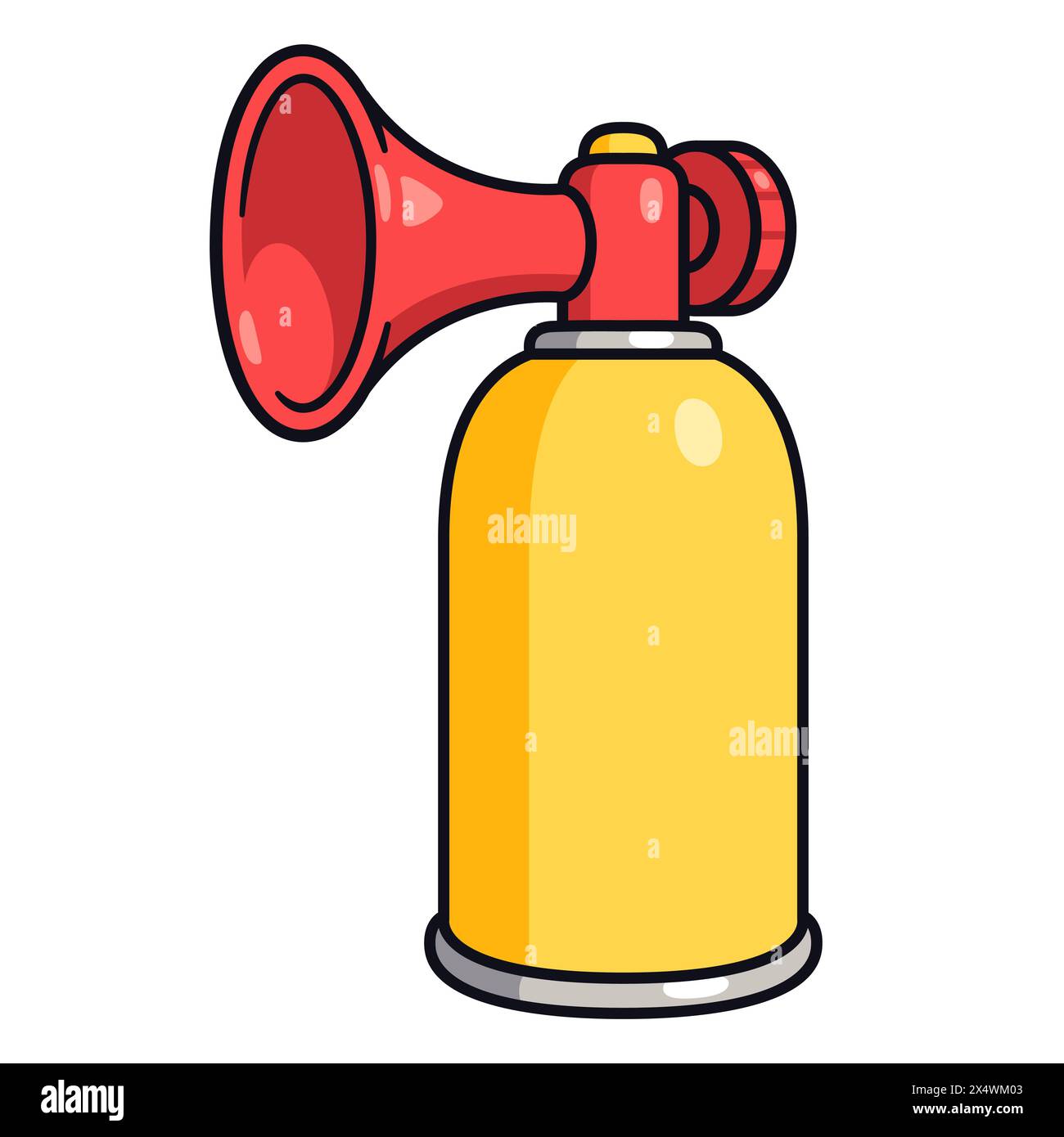 Zeichentrickzeichnung des Lufthorns. Druckluftkanne mit Geräuscherzeuger. Illustration von Vektorclips. Stock Vektor
