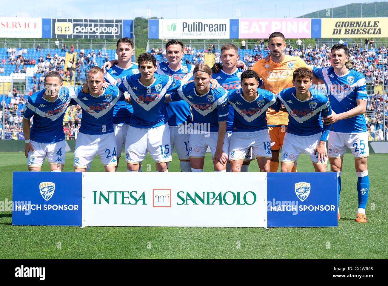 Brixia, Italien. Mai 2024. Während des italienischen Fußball-Meisterschaftsspiels der Serie B zwischen Brescia Calcio FC und Calcio Lecco 1912 im Mario Rigamonti Stadium am 5. Mai 2024 in Brixia, Italien. Quelle: Roberto Tommasini/Alamy Live News Stockfoto