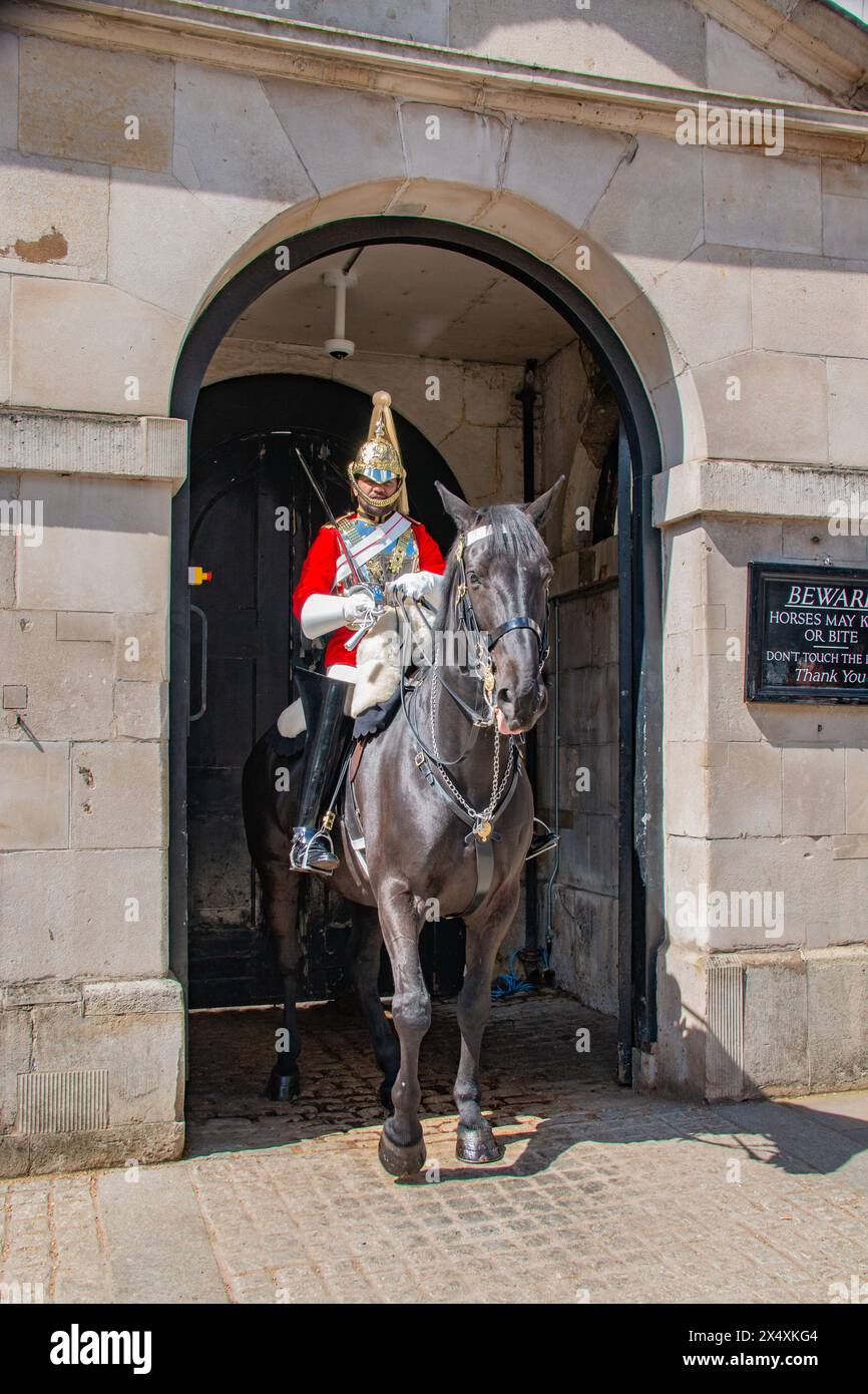 Household Kavallerry Mounted Regiment, Horseguard's Parade, Whitehall, London, Großbritannien Stockfoto