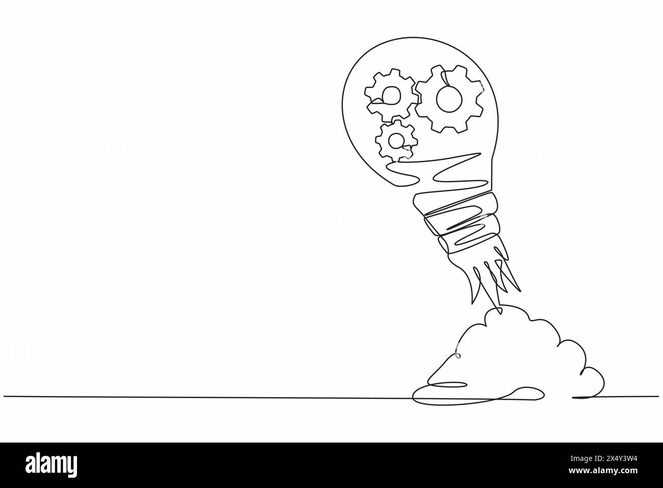 Durchgängiges, einzeiliges Zuggerät, das mit Glühbirne startet. Wirtschaftliche Triebkraft reparieren, um das Einkommen wieder in das System zu bringen, Anpassung zur Steigerung der Produktivität Stock Vektor