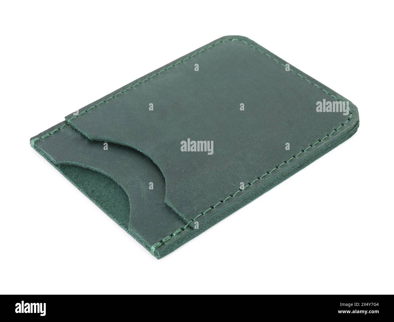 Visitenkartenhalter aus Leder isoliert auf weiß Stockfoto