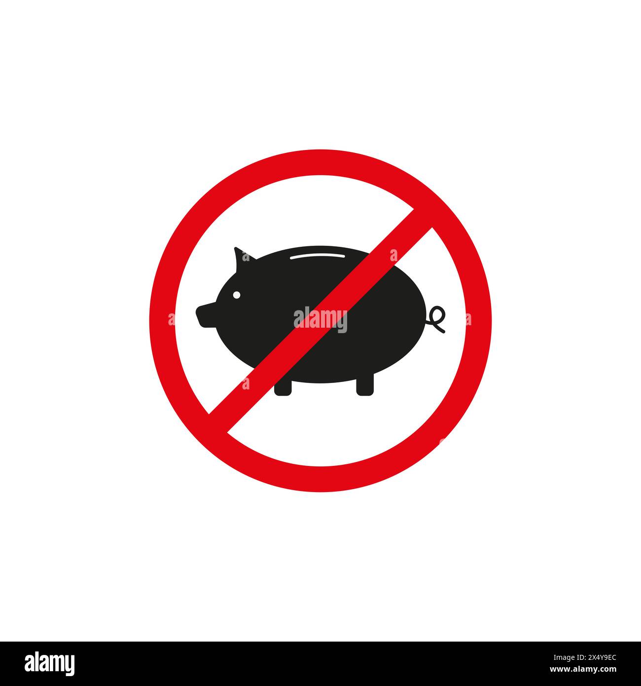 Kein Vektorsymbol für Piggy Bank. Verbotsschilder. Geldeinsparungen. Stock Vektor