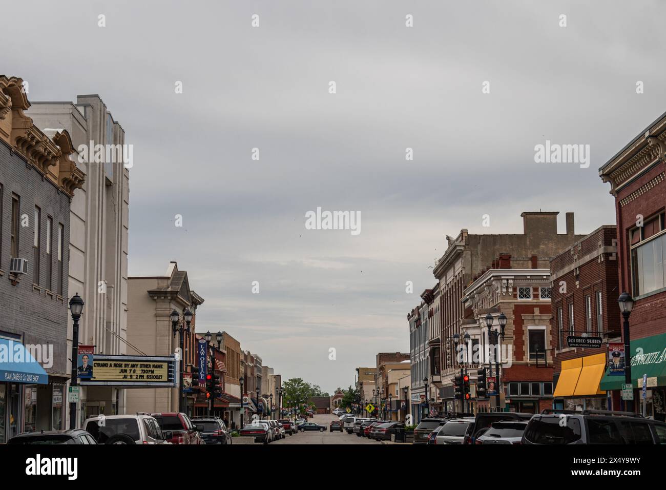 Historisches Downtown Leavenworth KS Kansas Shopping District Stockfoto