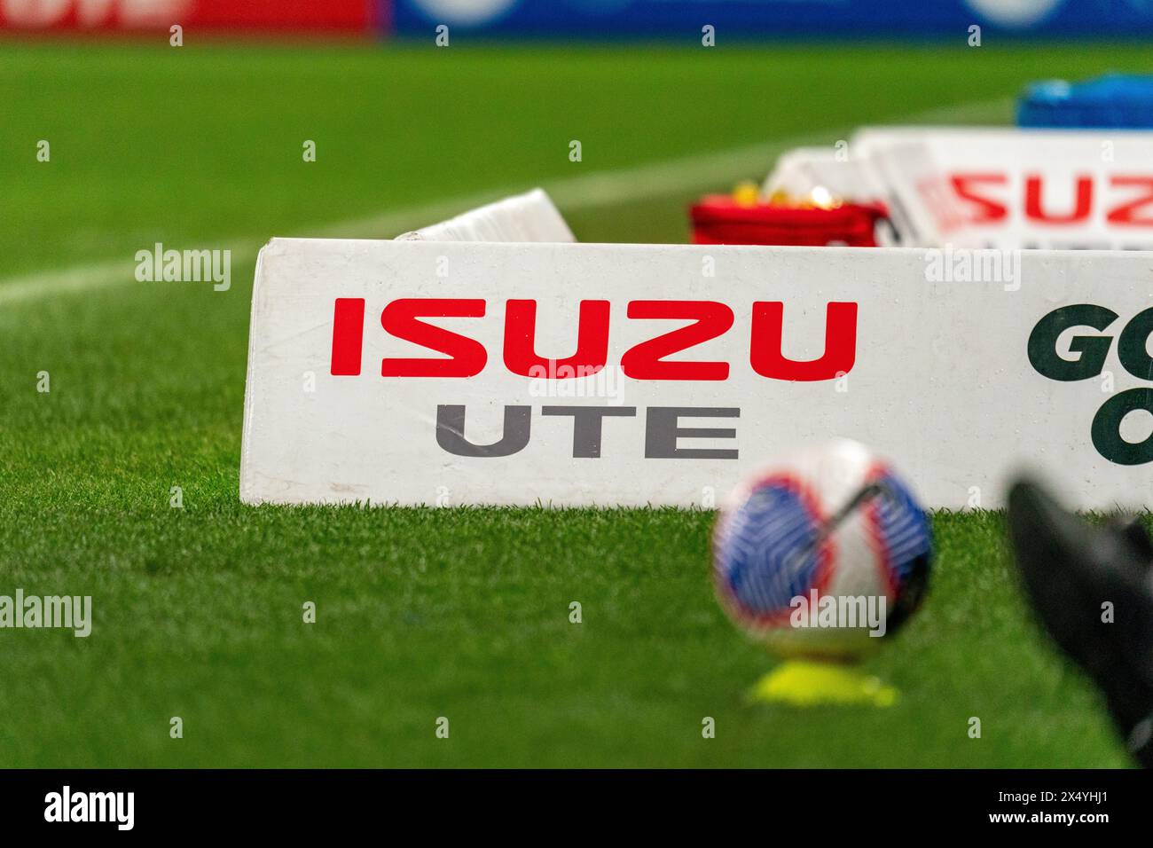 Melbourne, Australien. 5. Mai 2024. Melbourne Victory gegen Melbourne City - 2024 Isuzu UTE A-League Männer Finals Series - Elimination Final 1 - AAMI Park. ISUZU UTE Sponsoring im A-League-Finale 1 2024 zwischen Melbourne Victory FC und Melbourne City FC. Foto: James Forrester/Alamy Live News Stockfoto