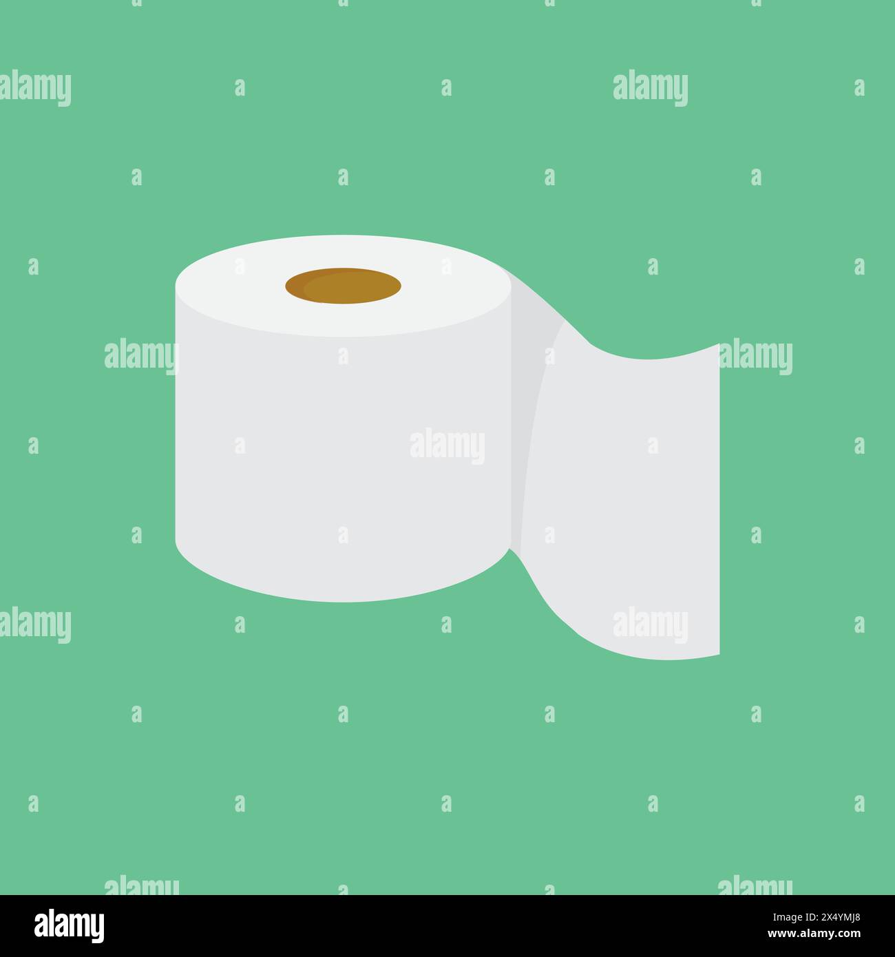 Toilettenpapier isoliert auf grünem Hintergrund. Papierrolle. Vektorabbildung Stock Vektor