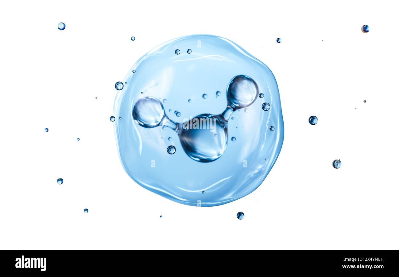 Blaue Molekülstruktur, Hautpflege und biomedizinisches Konzept, 3D-Rendering. 3D-Abbildung. Stockfoto
