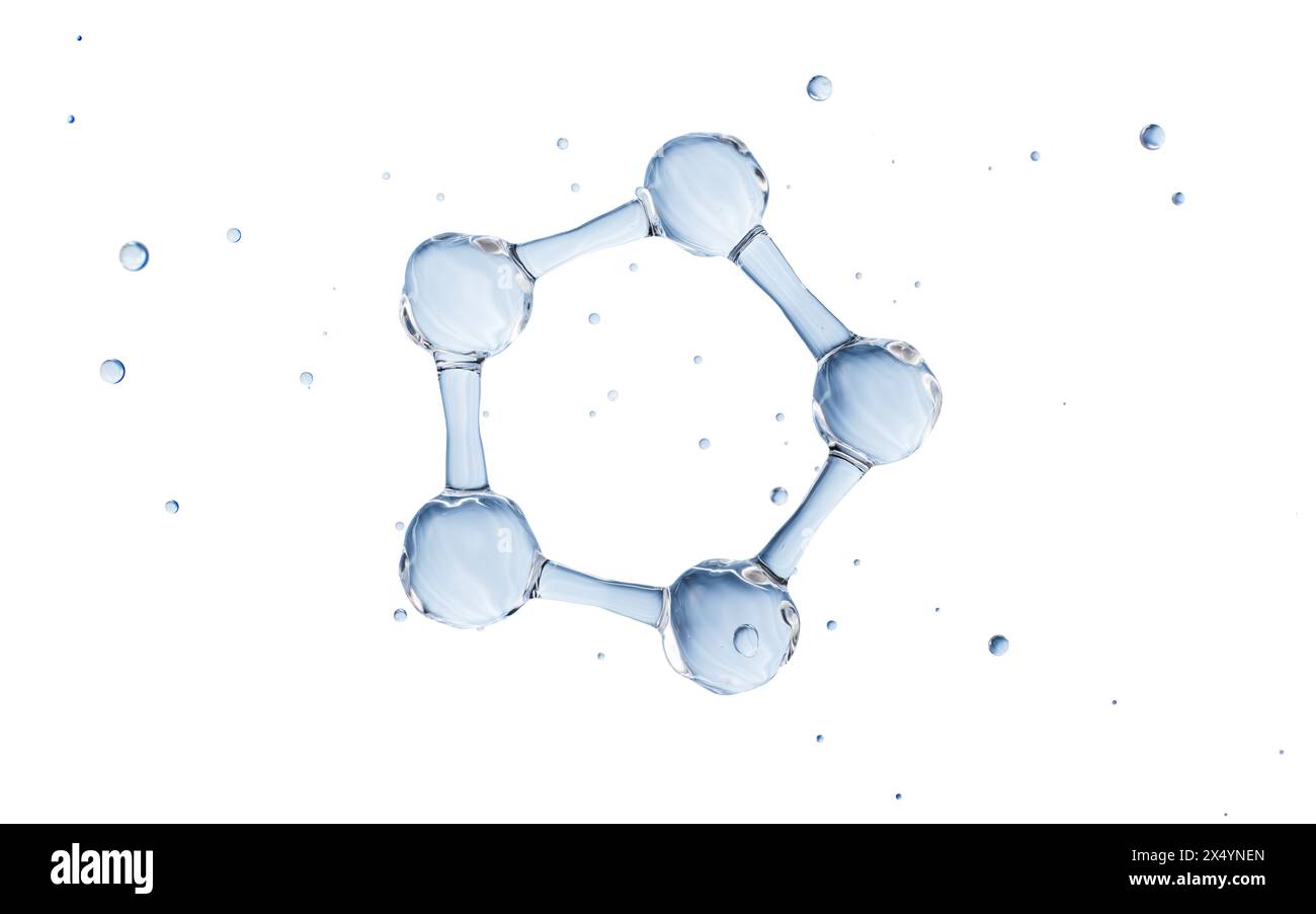 Blaue Molekülstruktur, Hautpflege und biomedizinisches Konzept, 3D-Rendering. 3D-Abbildung. Stockfoto