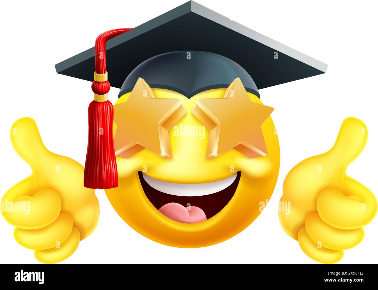 Emoji Graduate College Star Eyes Cartoon Emoticon Stock Vektor