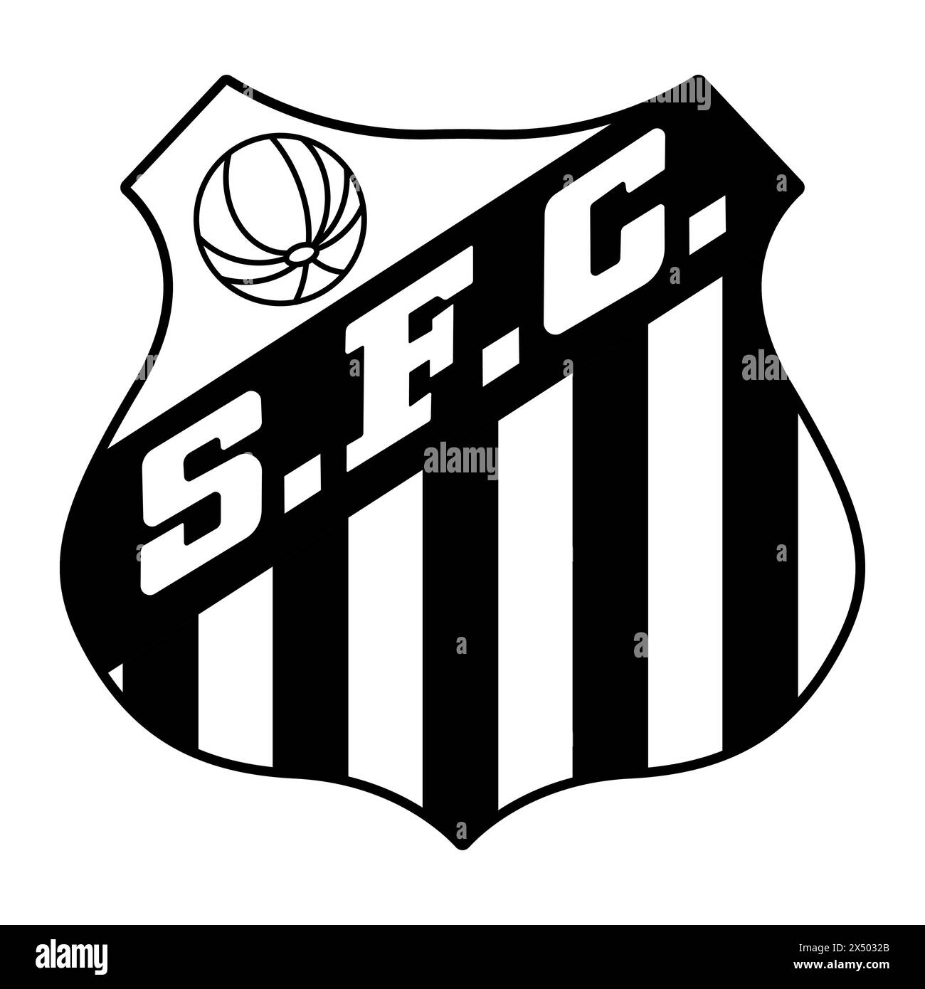 Santos FC Emblem vor dynamischem Hintergrund. Historischer Fußballverein, brasilianischer Stolz, legendäre Farben. Editorial Stock Vektor