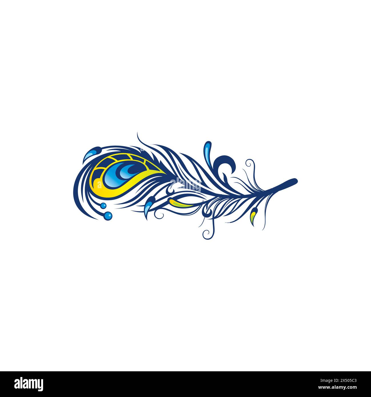 Künstlerische Pfauenfeder auf weißem Hintergrund. Logodesign mit pfauenfedern Stock Vektor Künstlerische Pfauenfeder auf weißem Hintergrund. Logodesign mit pfauenfedern Stock Vektor